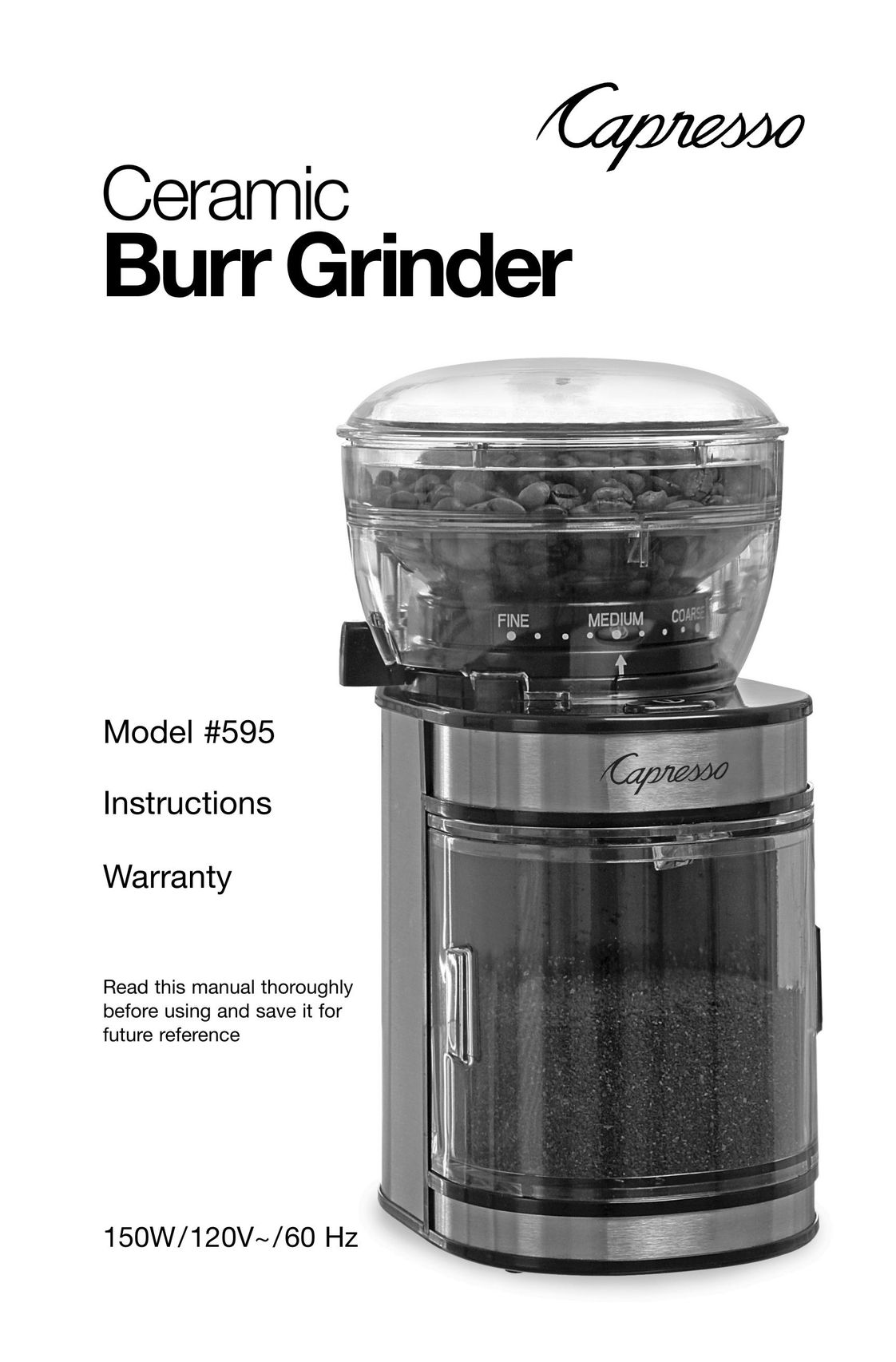 Capresso 595 Coffee Grinder User Manual