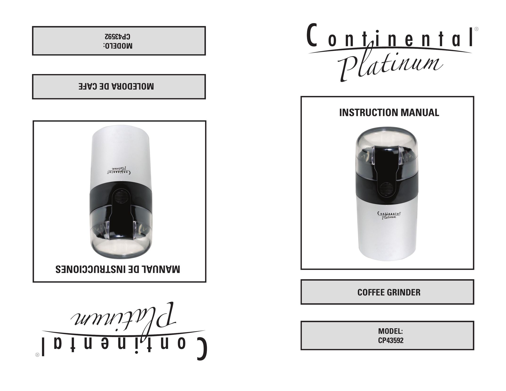 Continental Platinum CP43592 Coffee Grinder User Manual