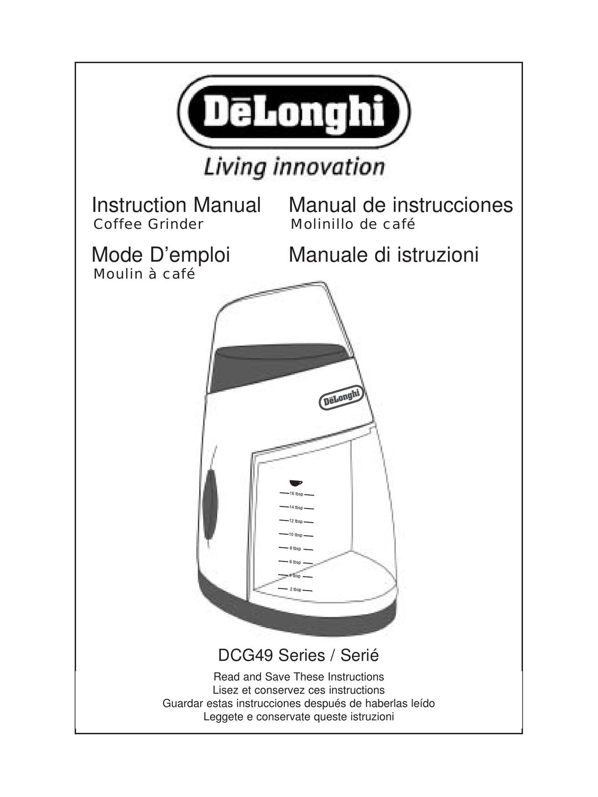 DeLonghi DCG49 Series Coffee Grinder User Manual