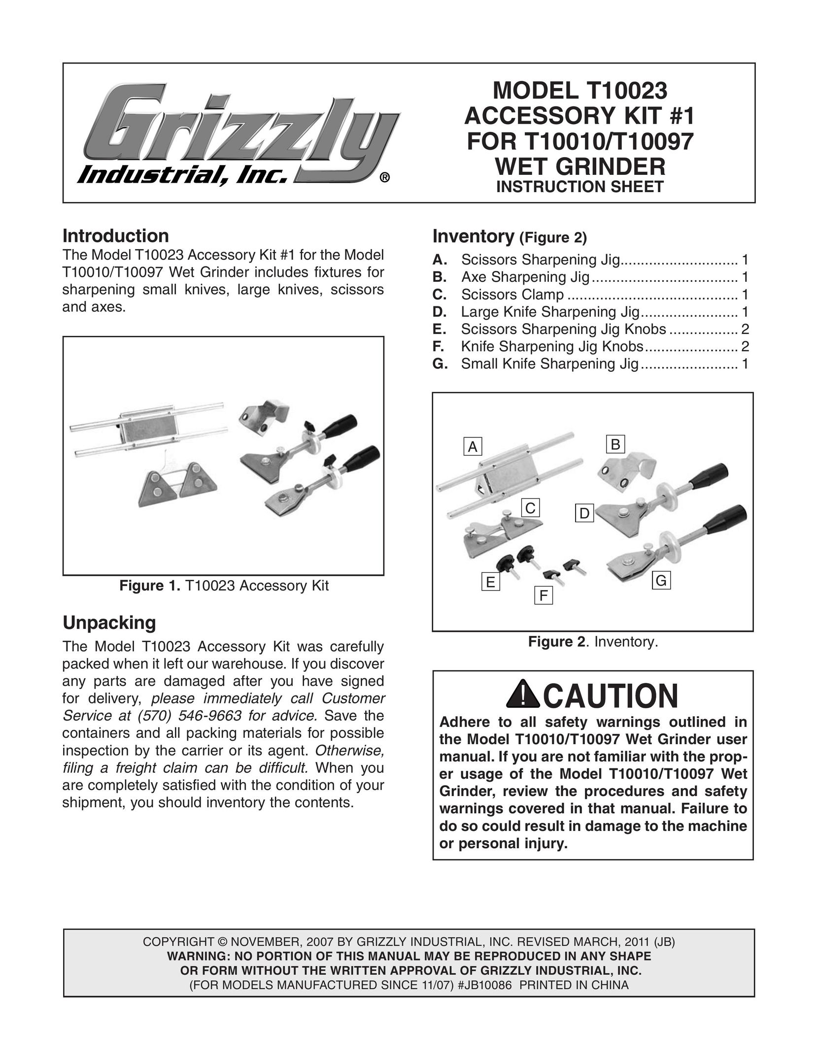 Grizzly T10023 Coffee Grinder User Manual