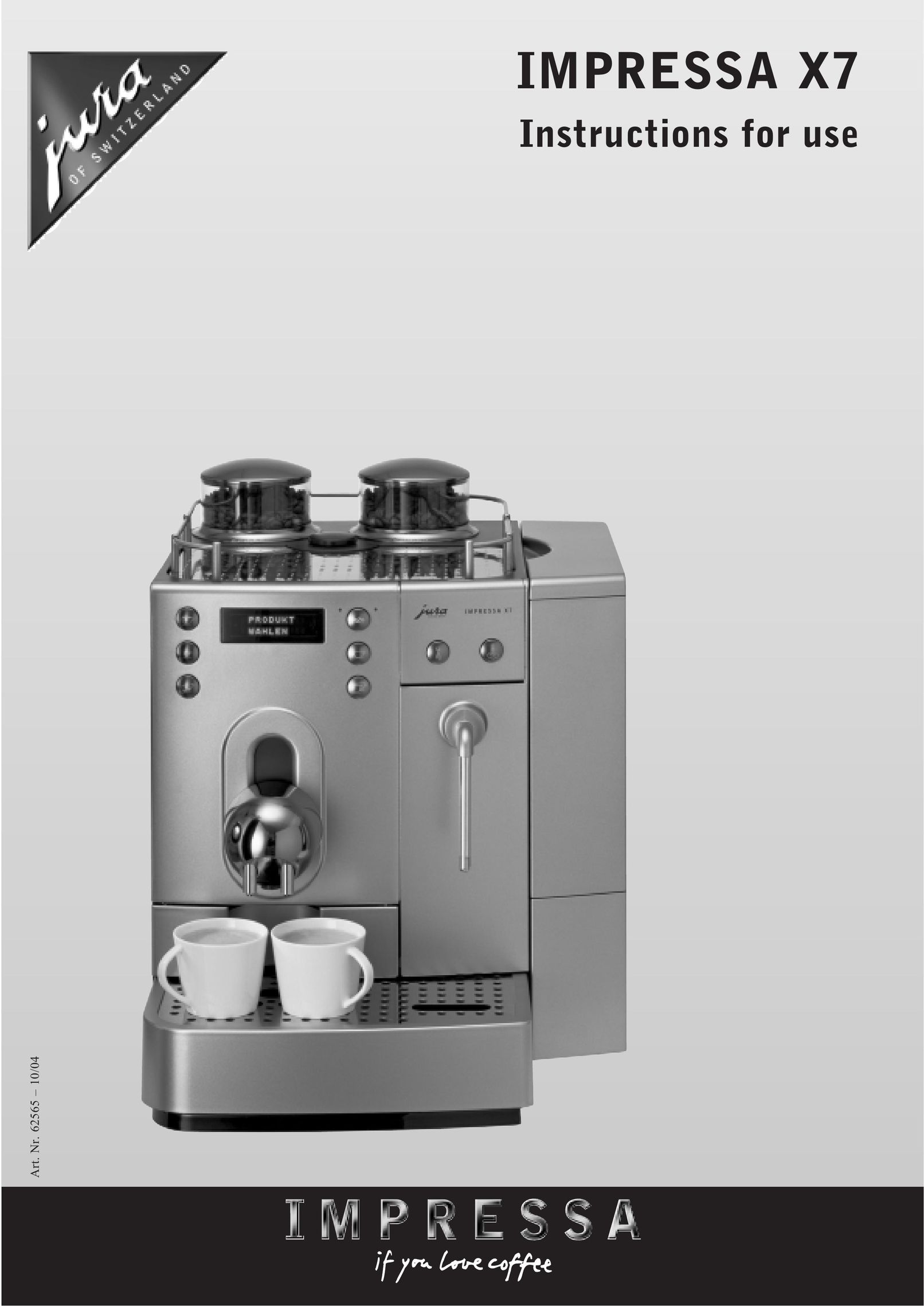 Jura Capresso IMPRESSA X7 Coffee Grinder User Manual