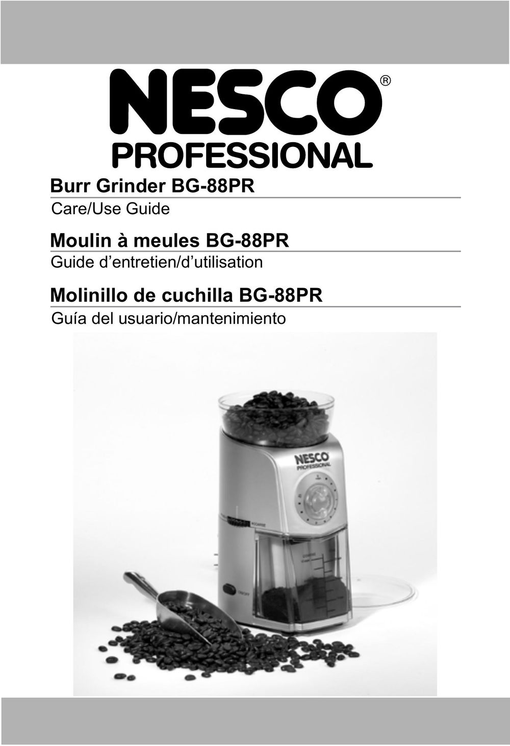 Nesco BG-88PR Coffee Grinder User Manual