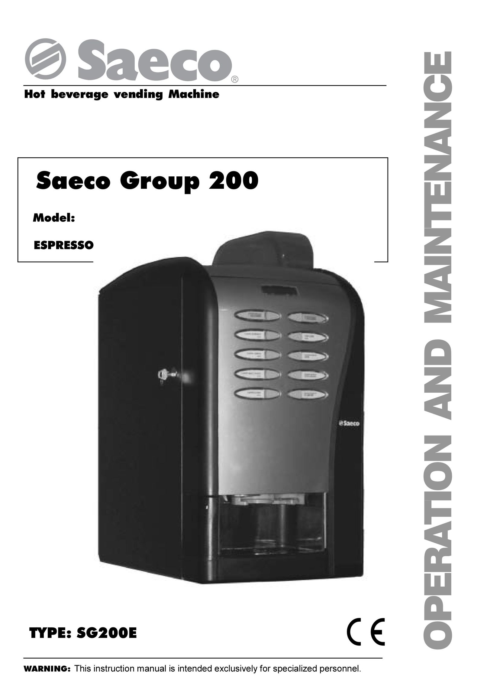 Saeco Coffee Makers SG200E Coffee Grinder User Manual