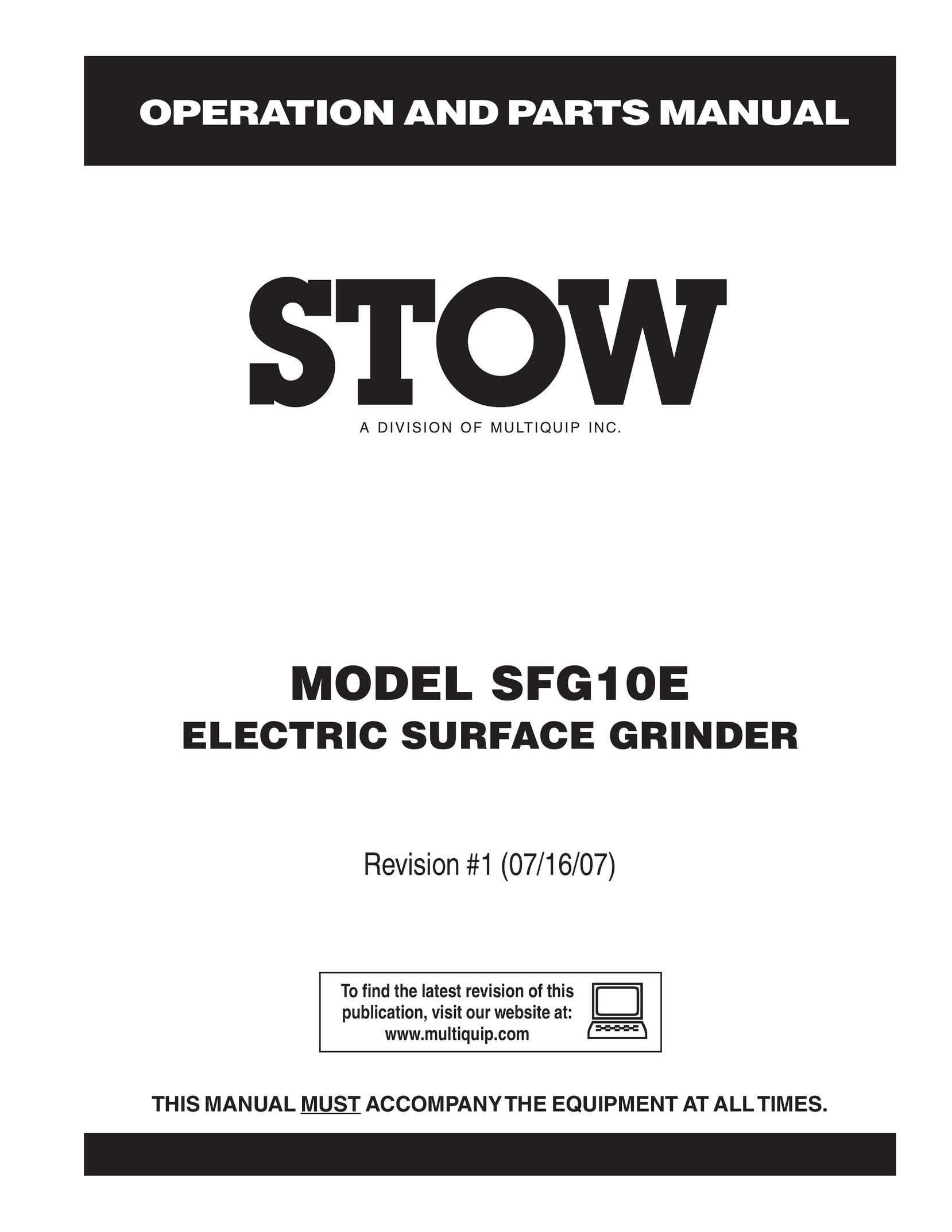 Stow SFG10E Coffee Grinder User Manual