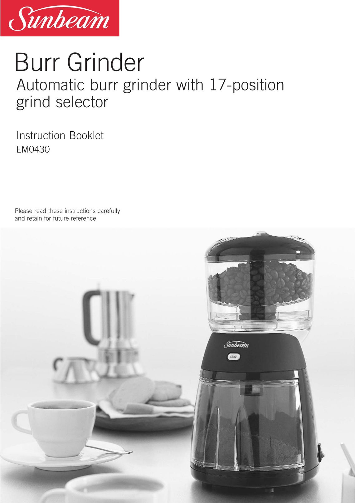 Sunbeam EM0430 Coffee Grinder User Manual