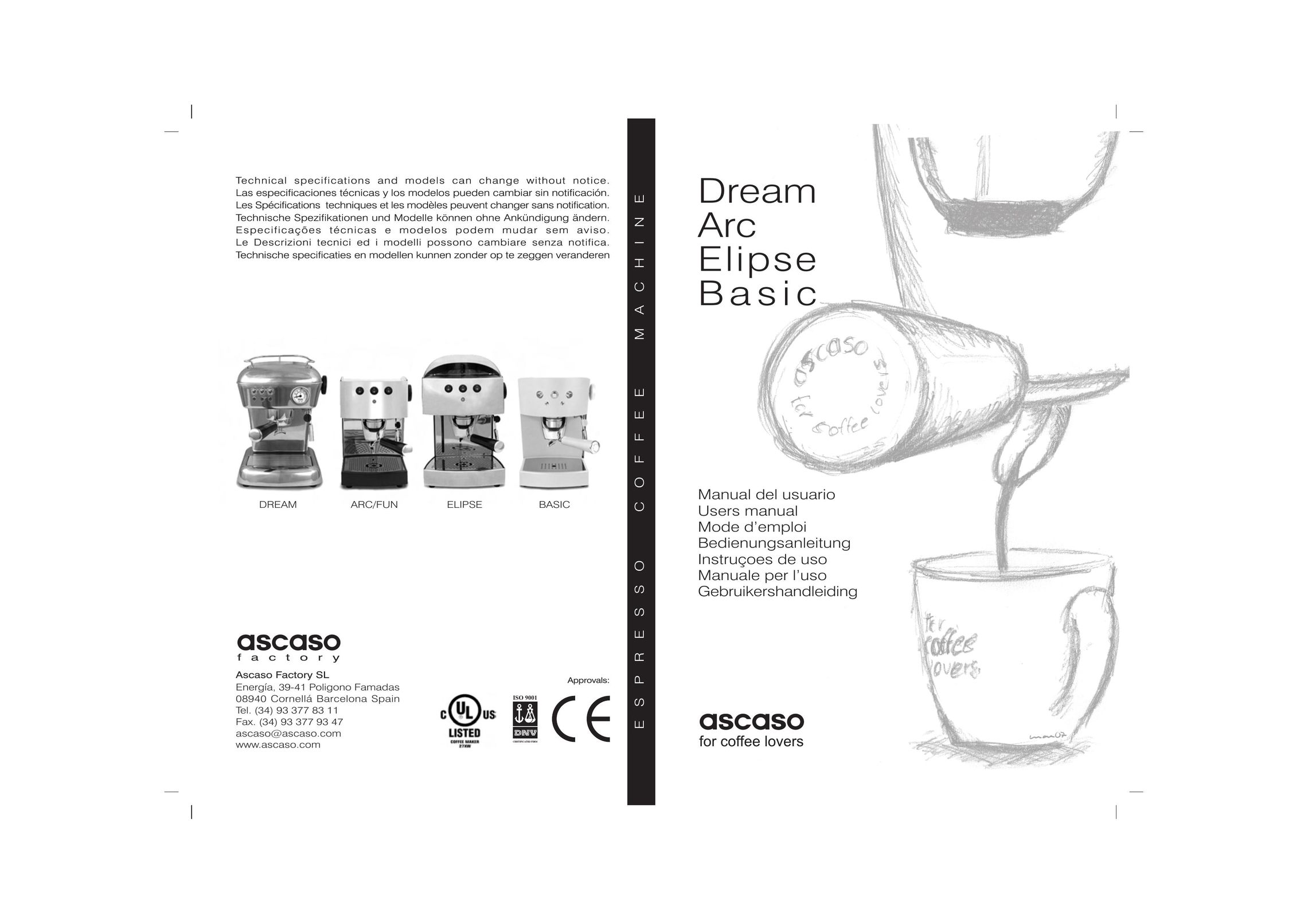 Ascaso Factory Arc Coffeemaker User Manual
