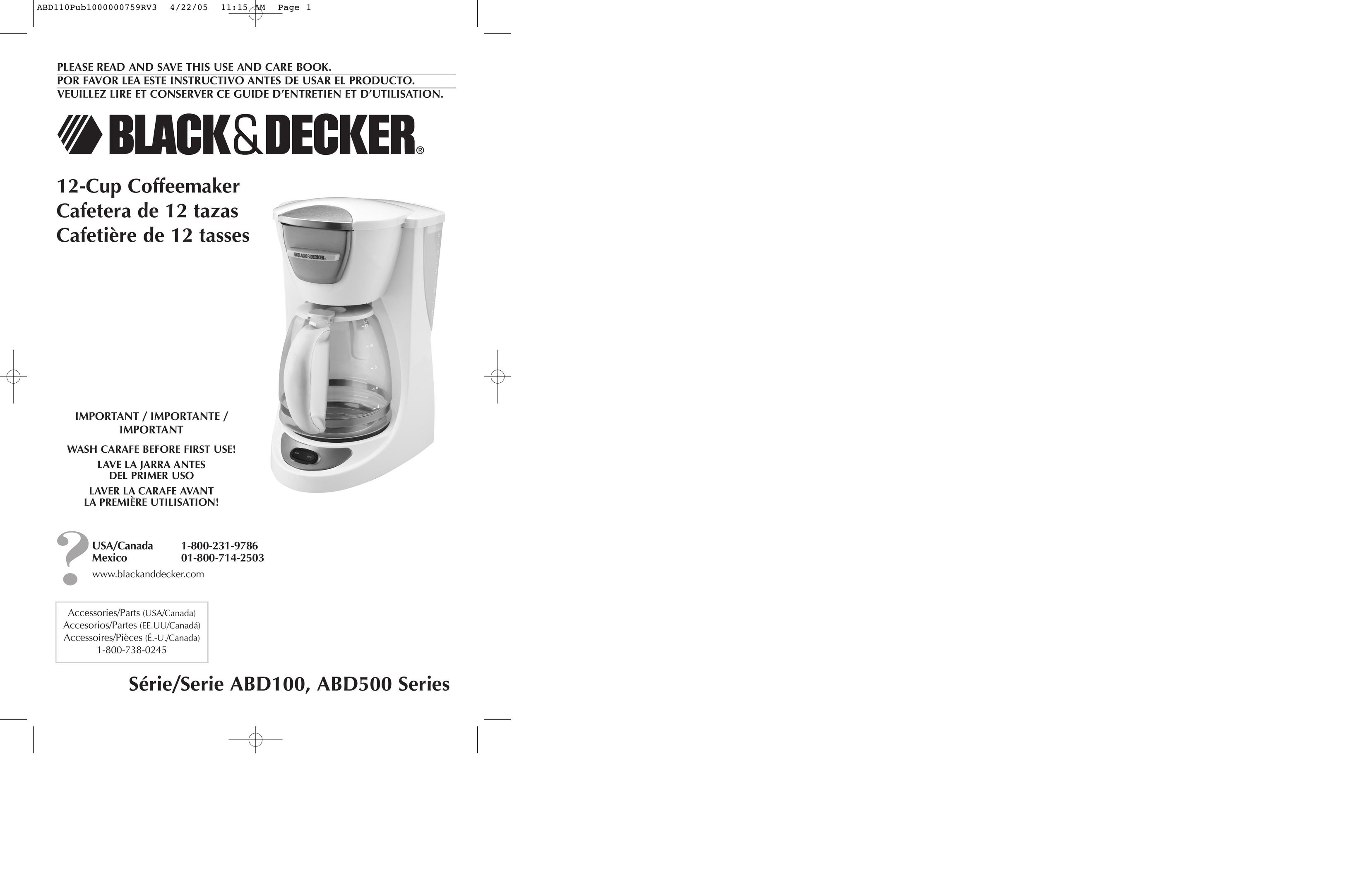 Black & Decker ABD100 Coffeemaker User Manual