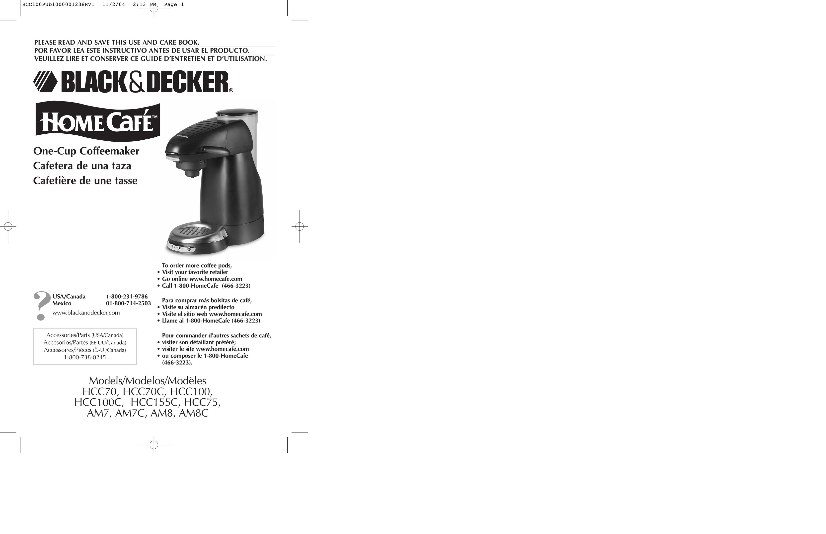 Black & Decker AM8C Coffeemaker User Manual