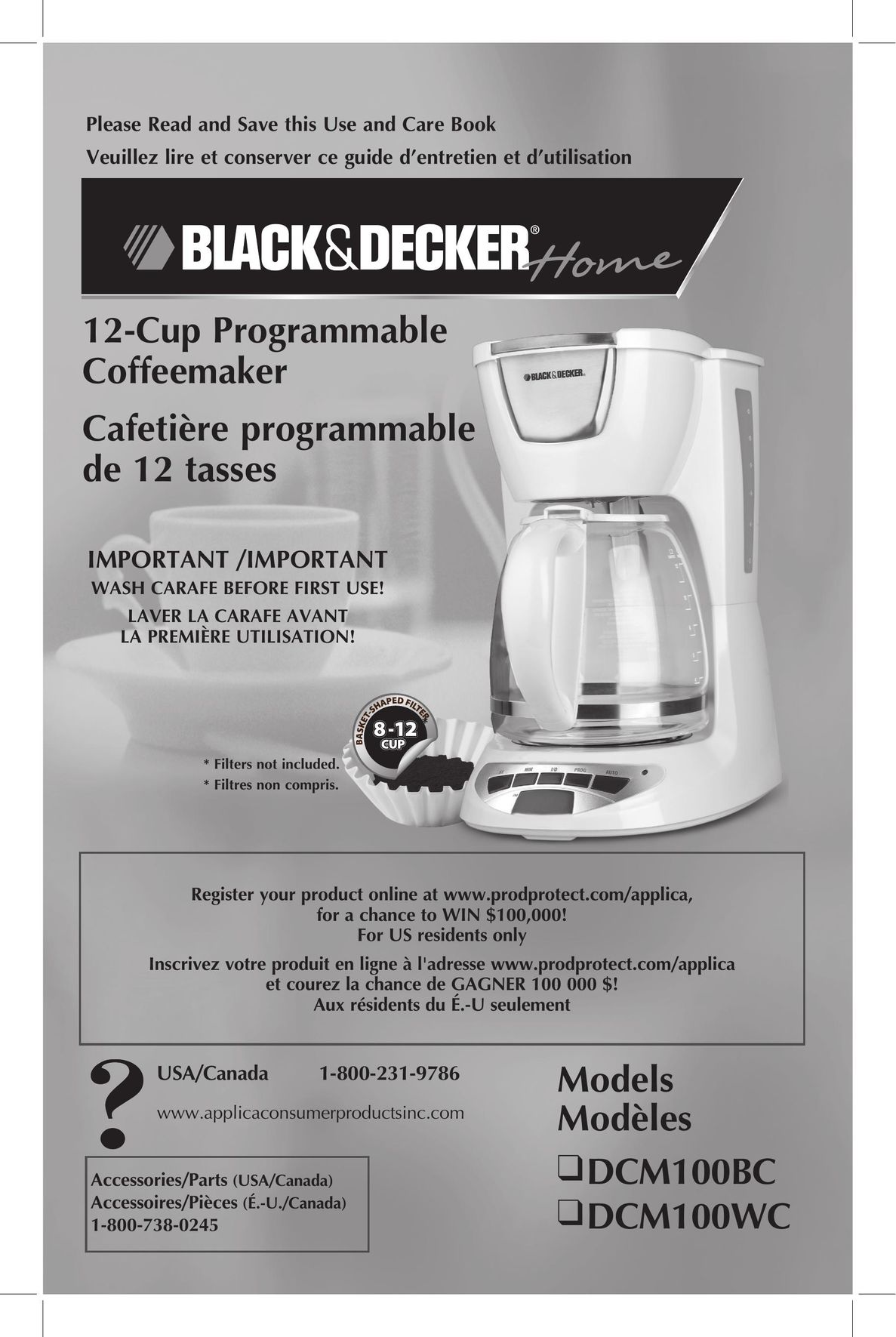 Black & Decker DCM100BC Coffeemaker User Manual