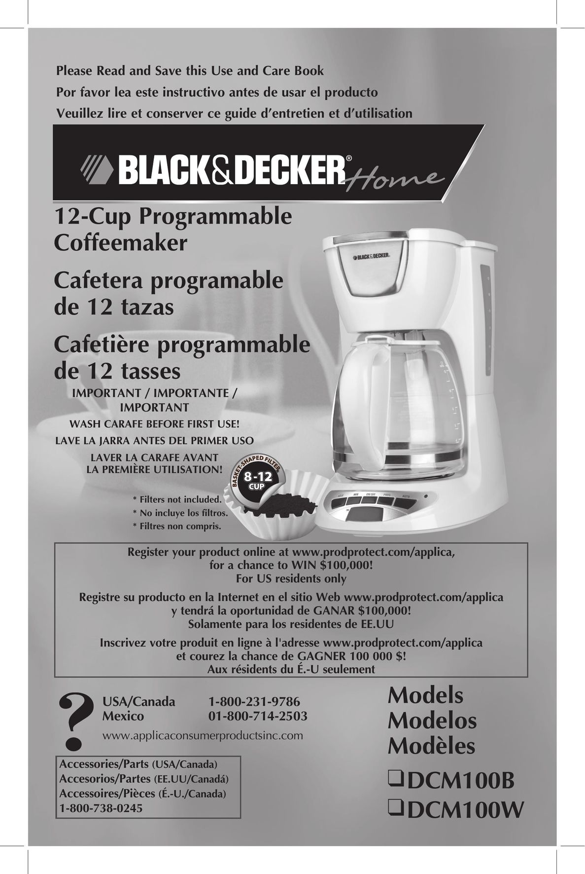 Black & Decker DCM100W Coffeemaker User Manual