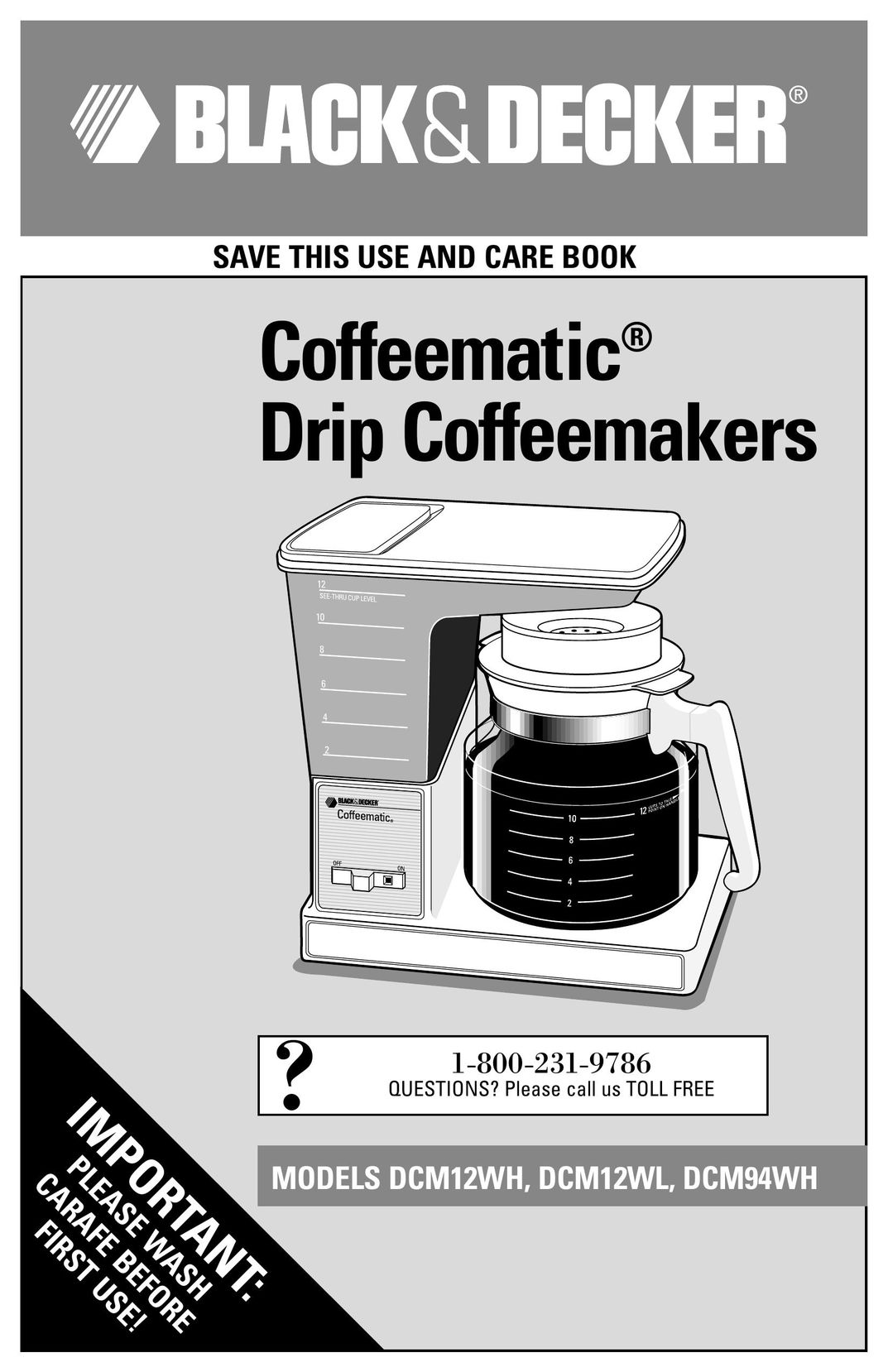 Black & Decker DCM12WH Coffeemaker User Manual