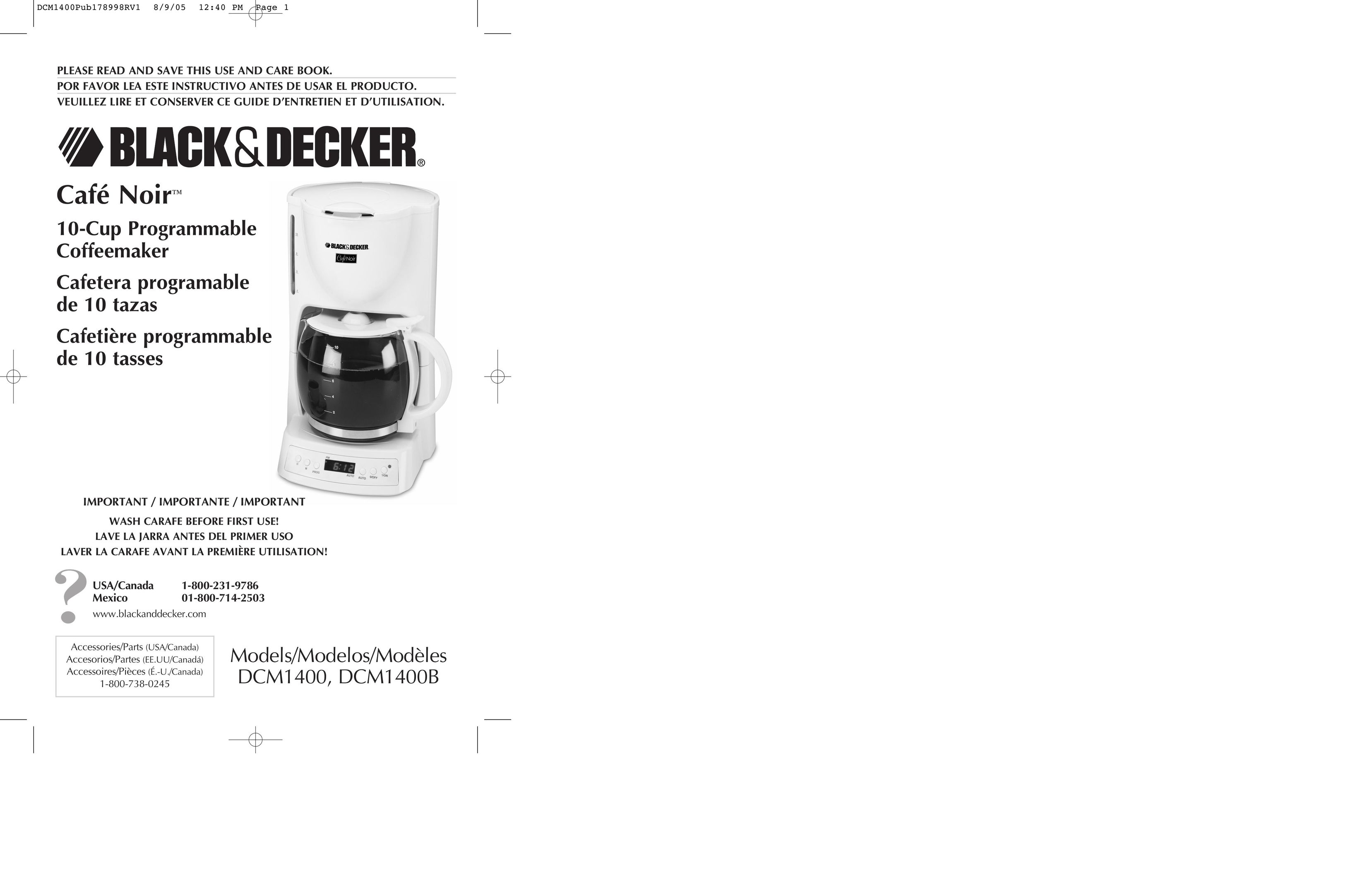 Black & Decker DCM1400 Coffeemaker User Manual