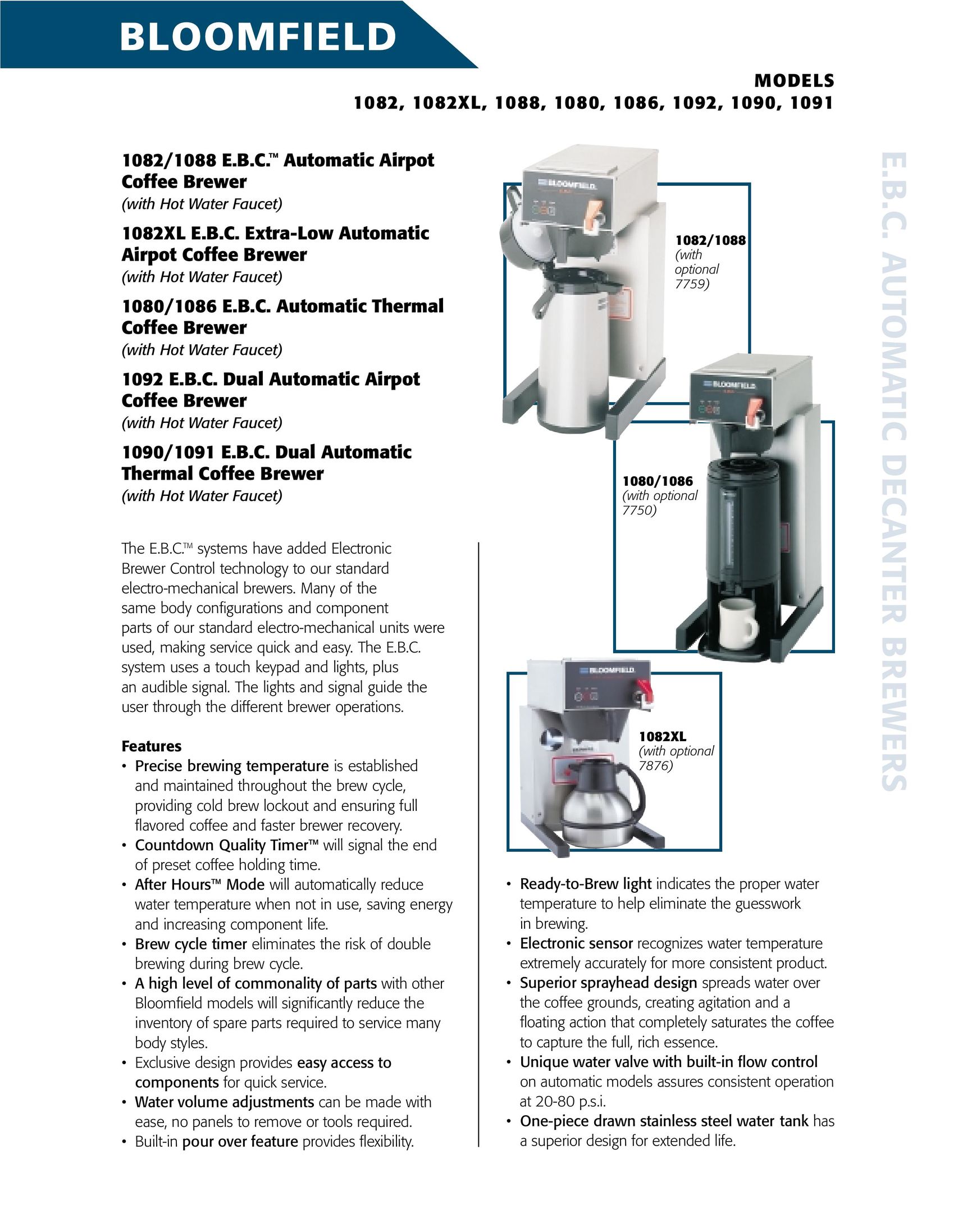 Bloomfield 1091 Coffeemaker User Manual