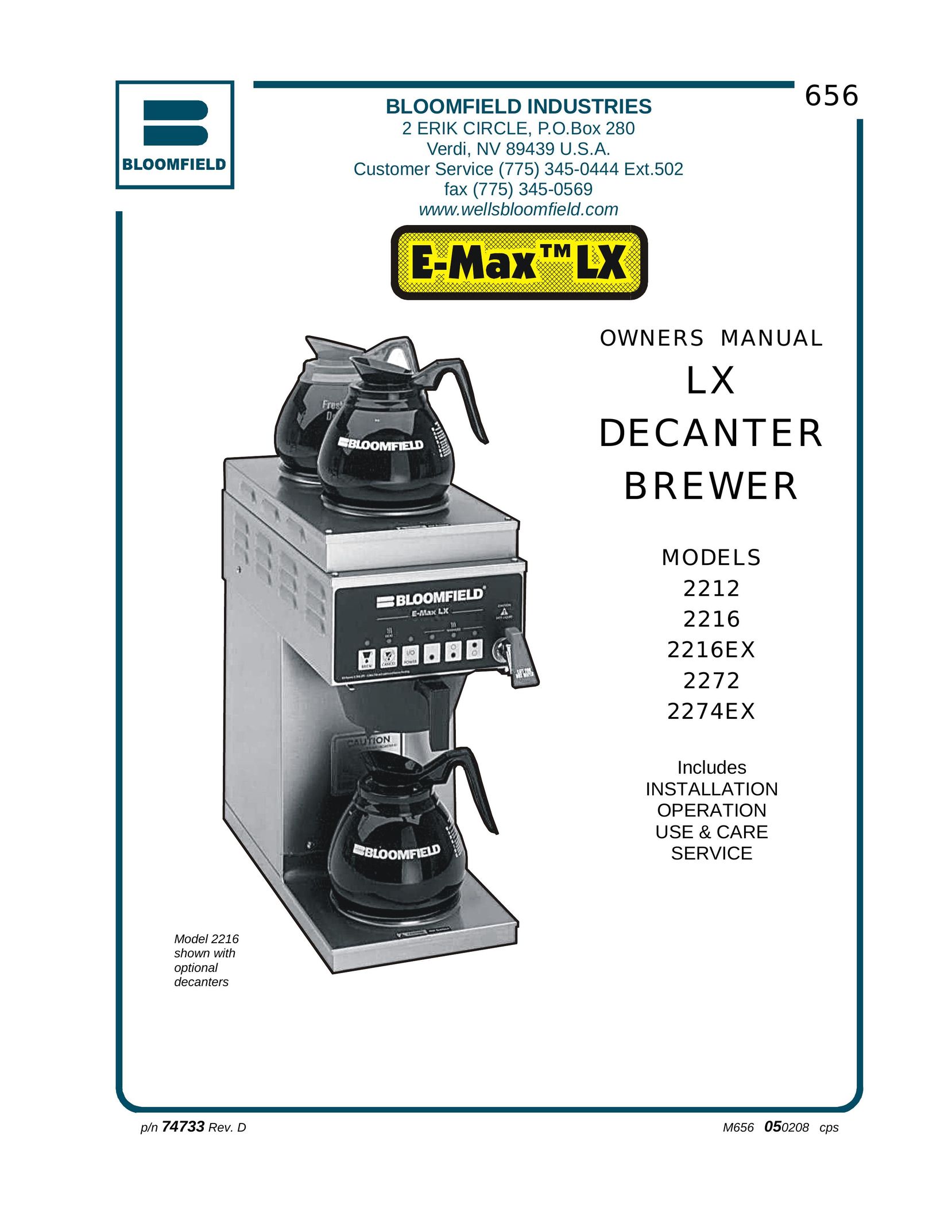 Bloomfield 2216 Coffeemaker User Manual