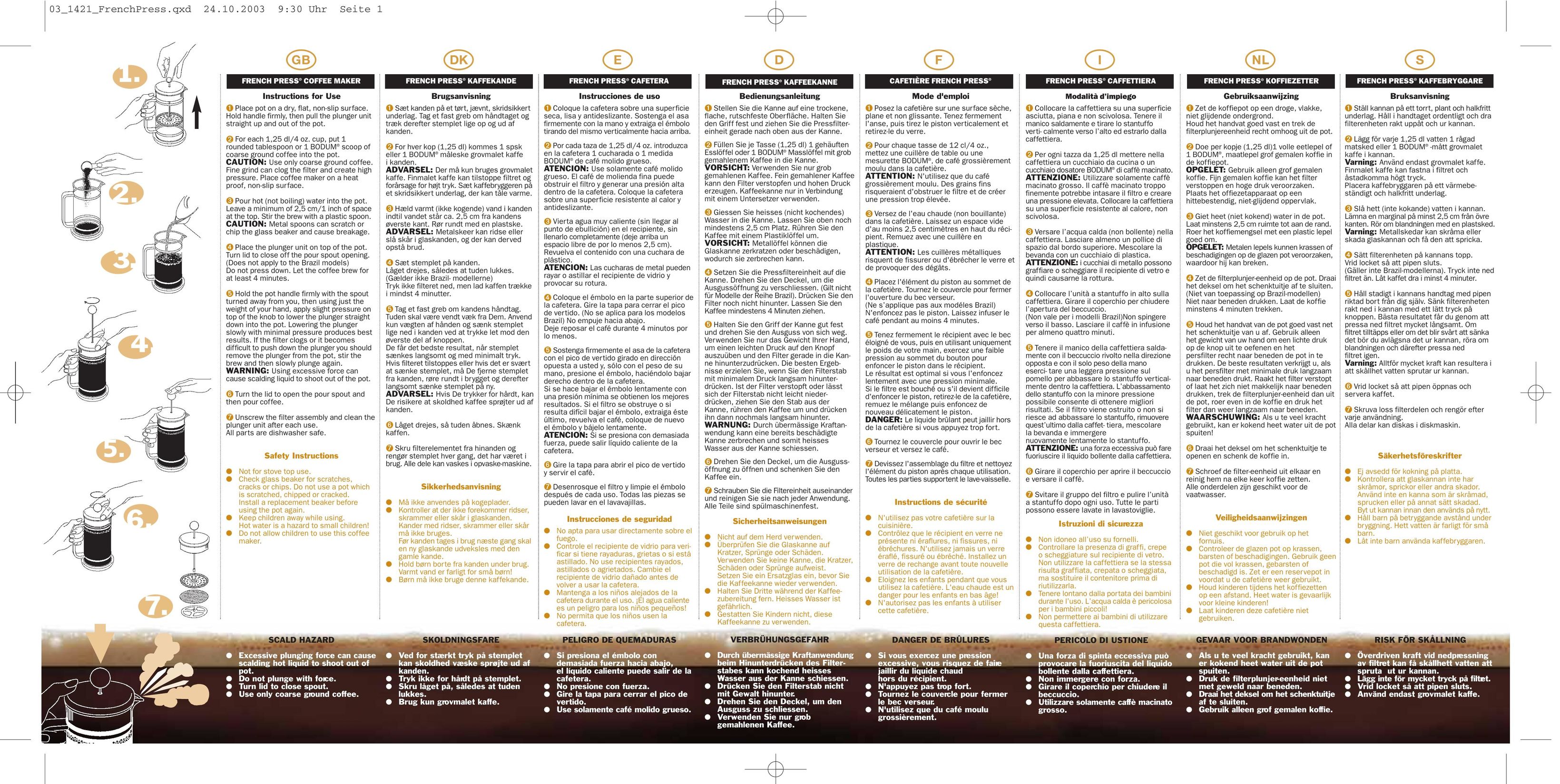 Bodum 1308-16 Coffeemaker User Manual