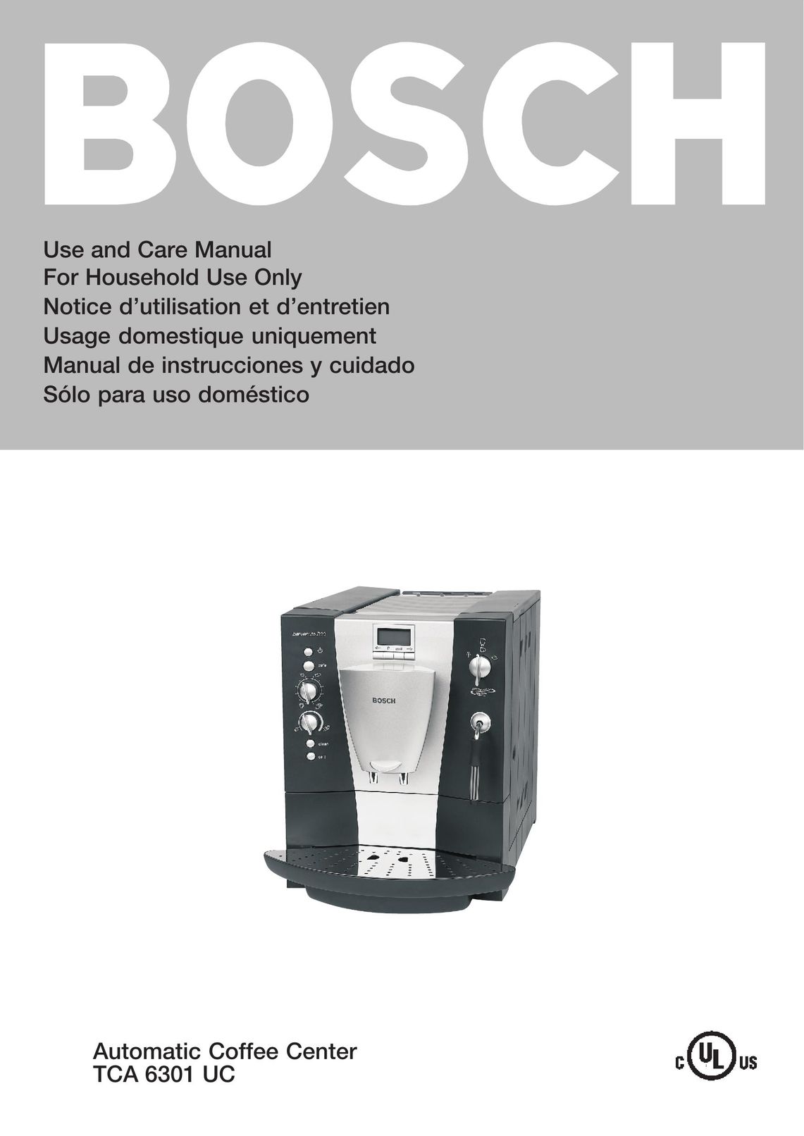 Bosch Appliances TCA 6301 UC Coffeemaker User Manual