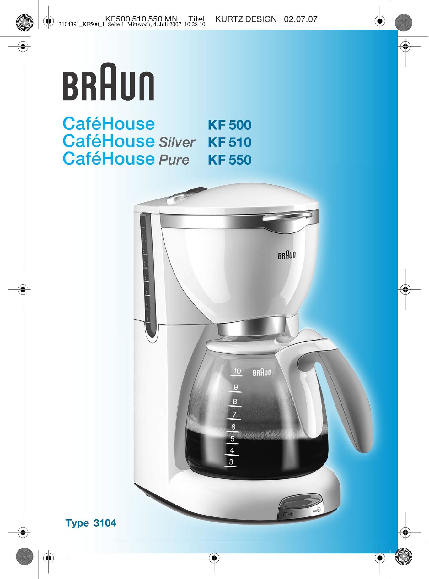 Braun CafHouse KF 500 Coffeemaker User Manual
