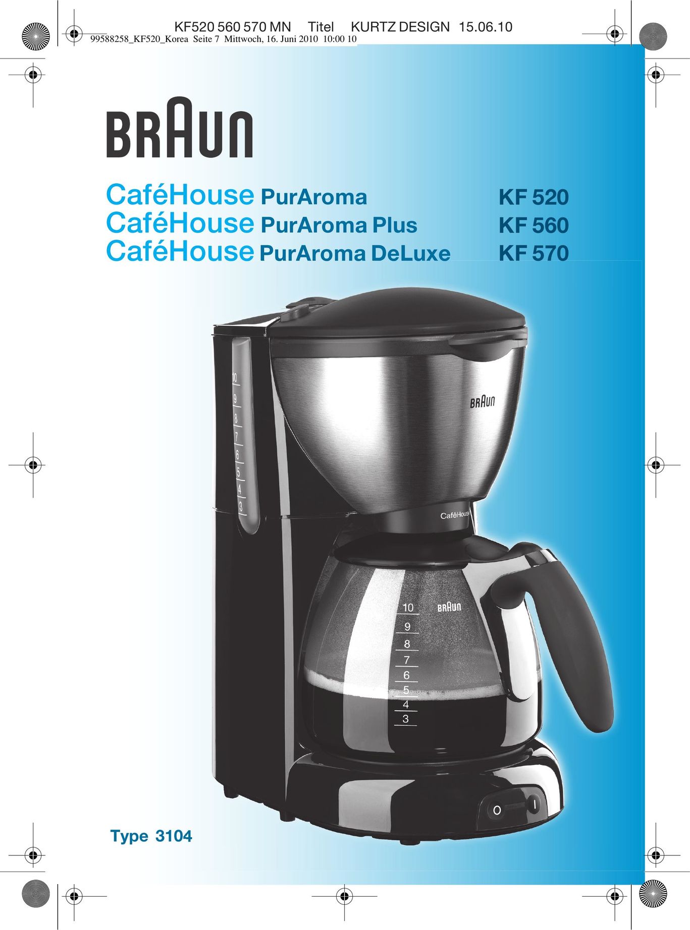 Braun KF 560 Coffeemaker User Manual