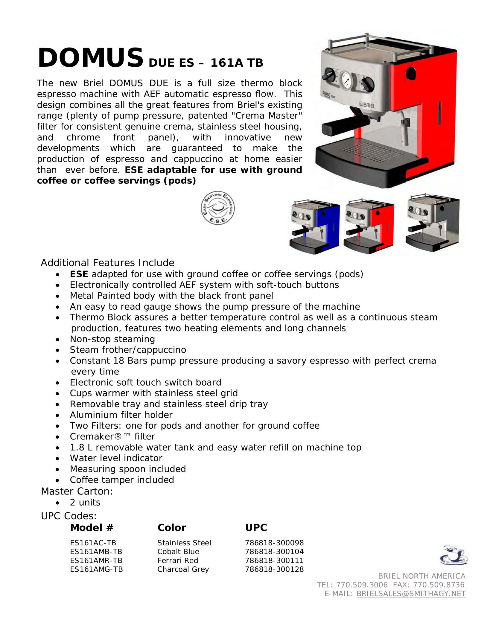 Briel ES161AMG-TB Coffeemaker User Manual