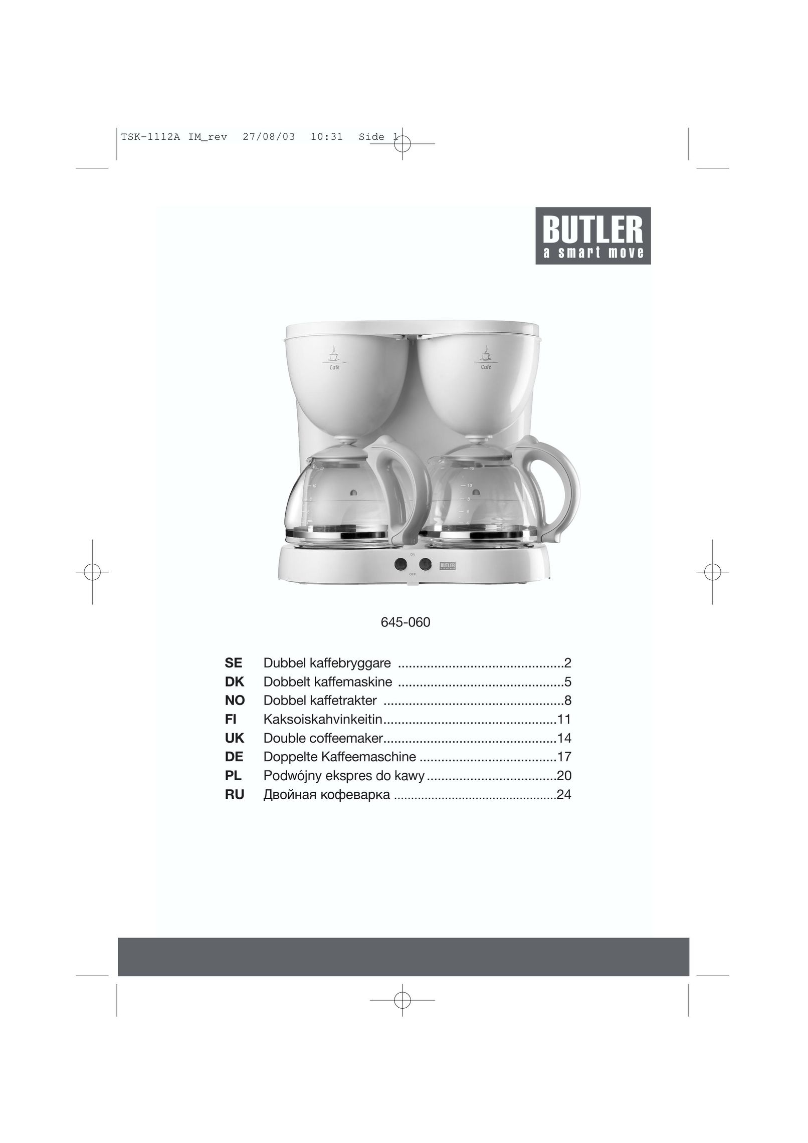 Butler 645-060 Coffeemaker User Manual
