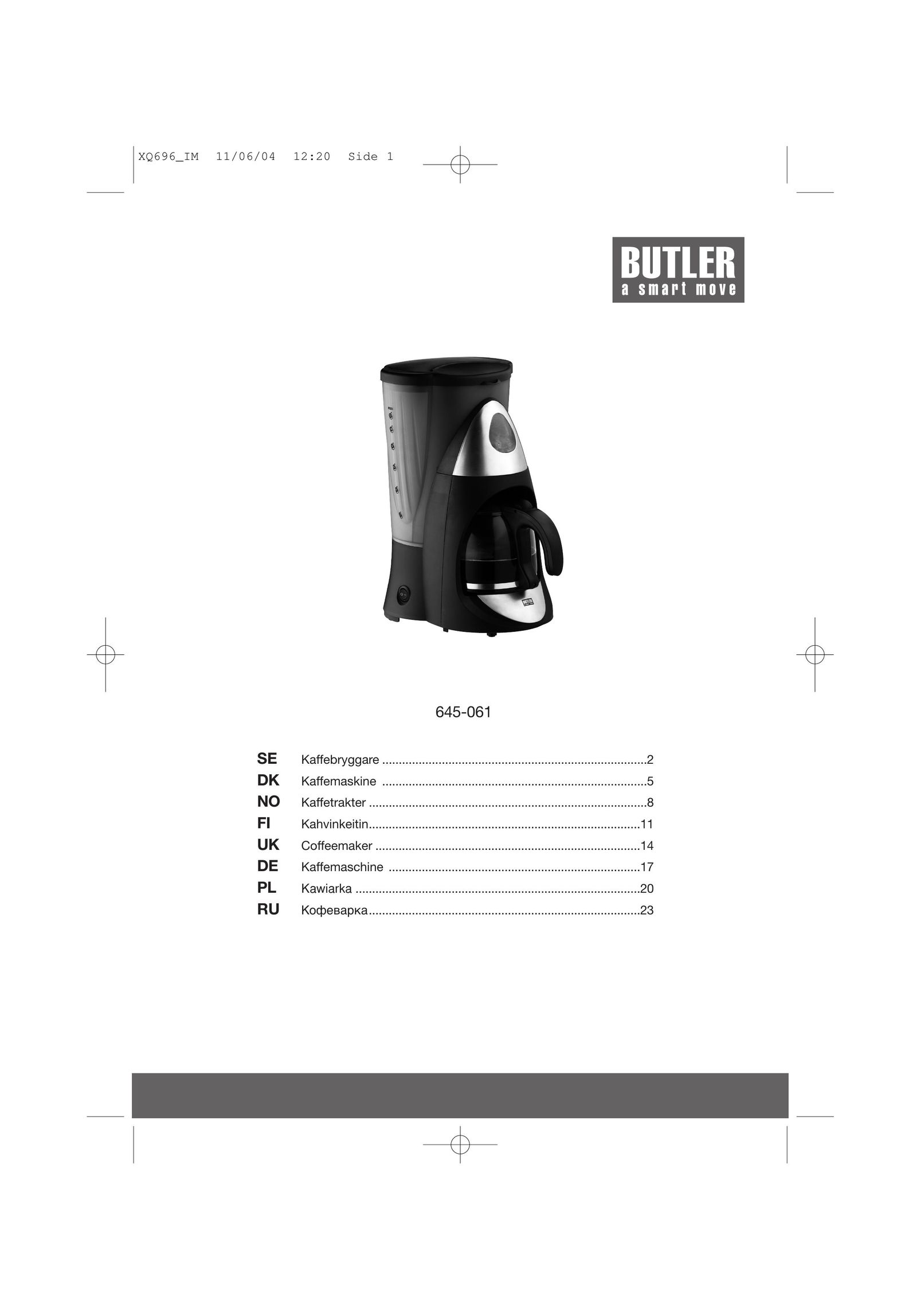 Butler 645-061 Coffeemaker User Manual