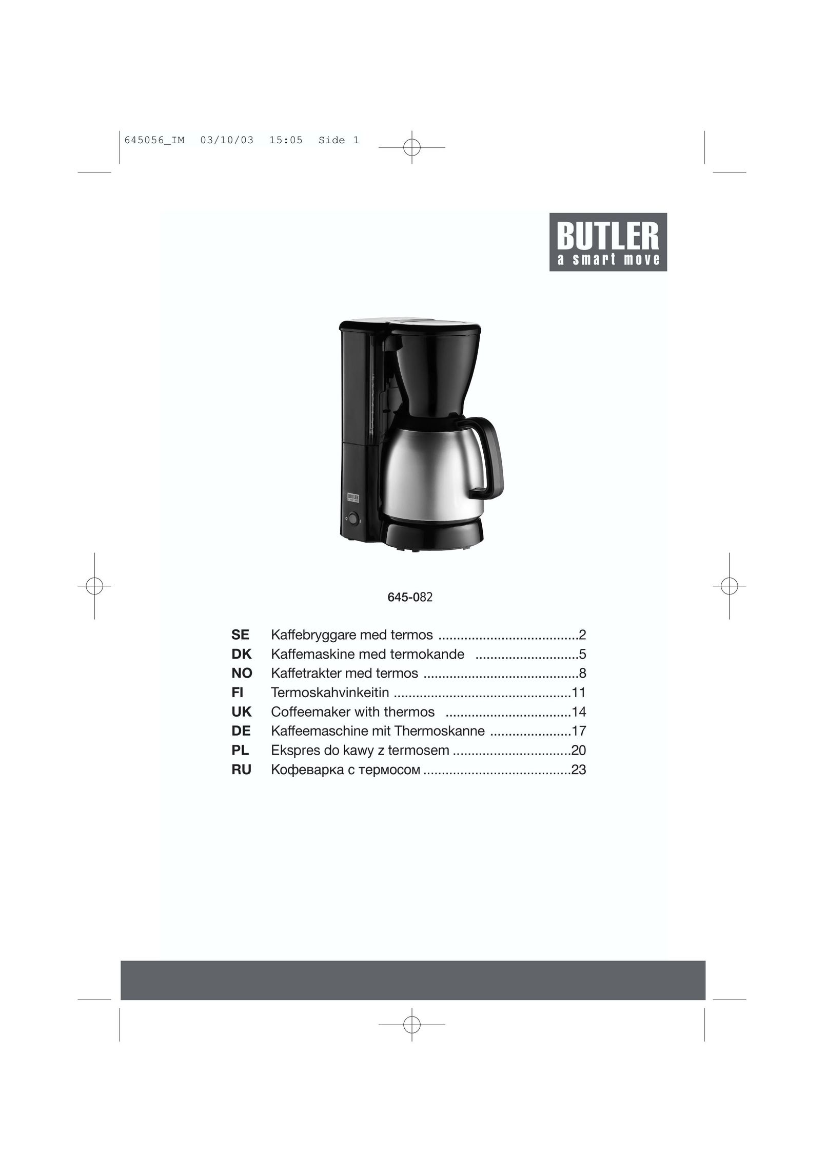 Butler 645-082 Coffeemaker User Manual