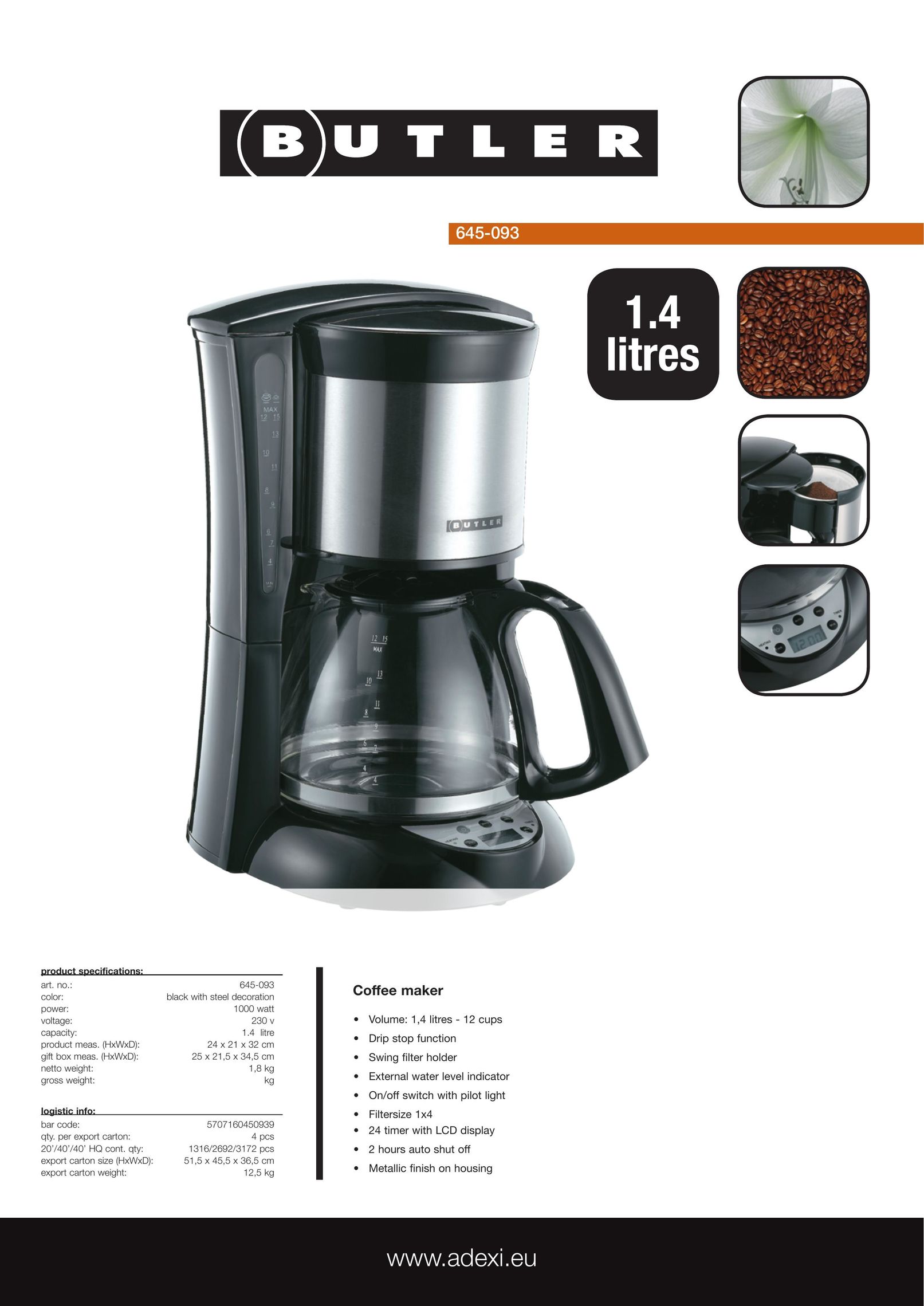 Butler 645093 Coffeemaker User Manual
