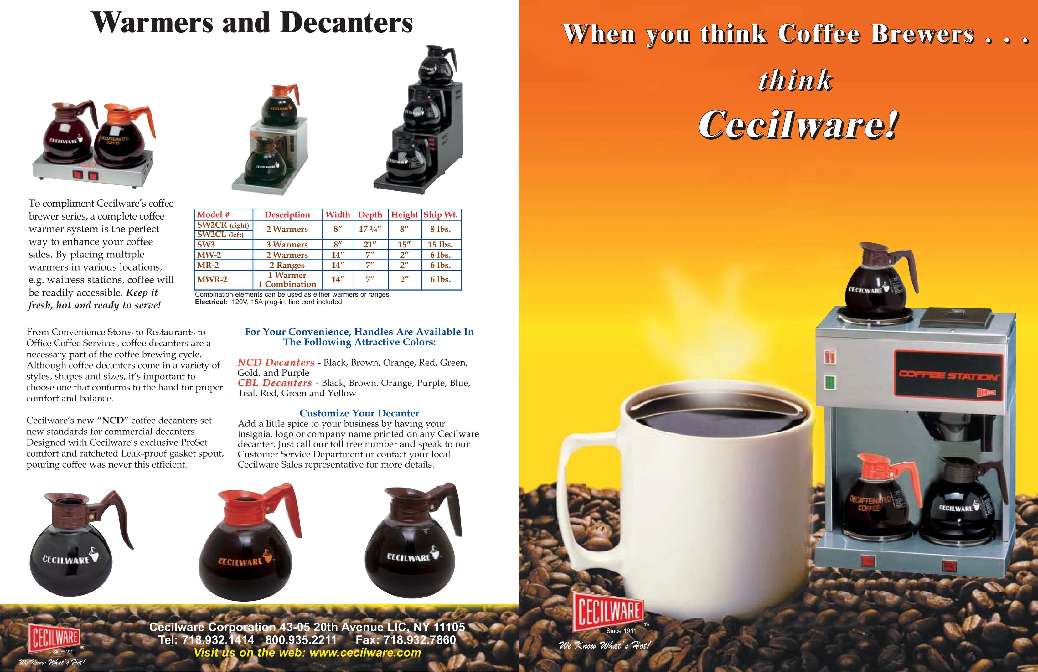Cecilware BT-3A 3 25" 29 lbs. Coffeemaker User Manual