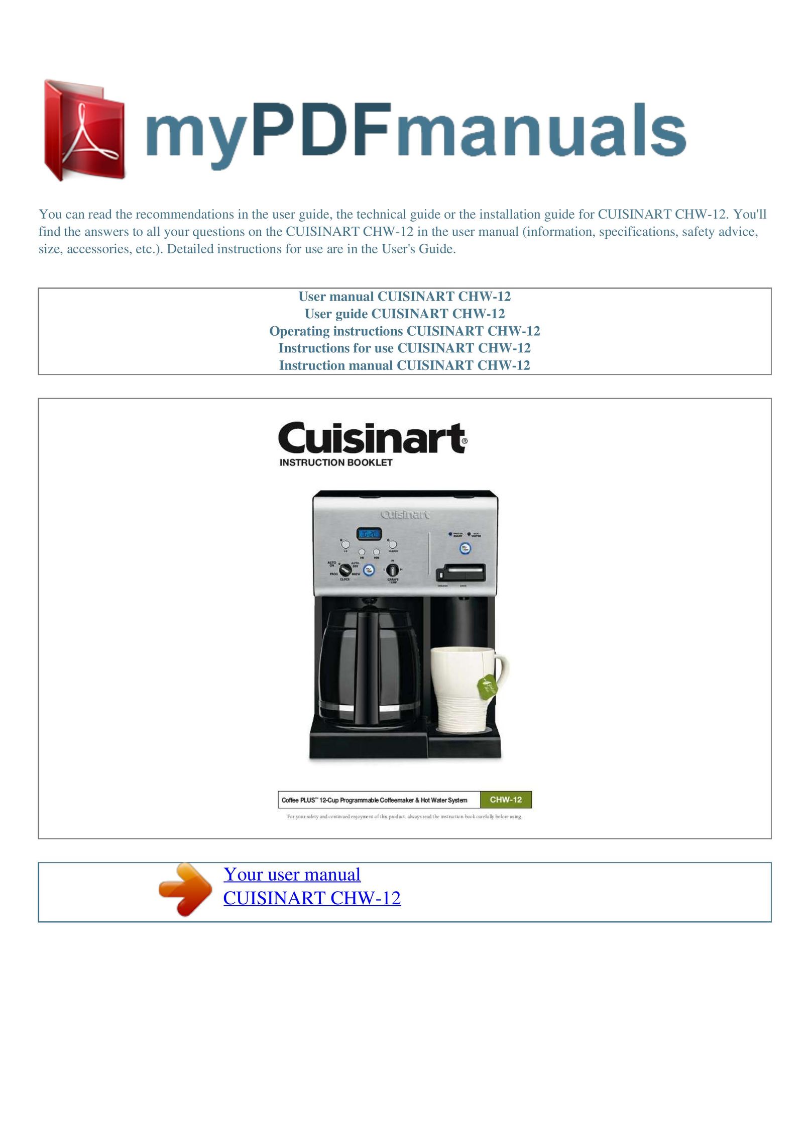 Cuisinart CHW-12 Coffeemaker User Manual