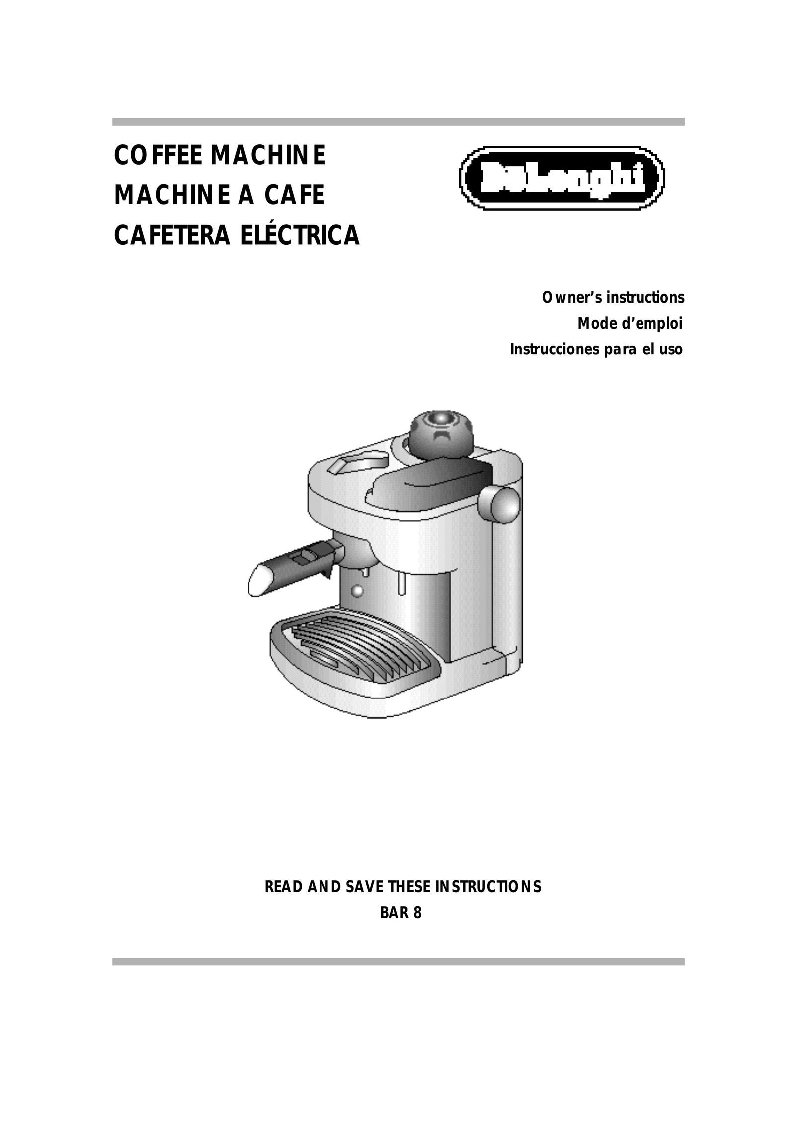 DeLonghi BAR8 Coffeemaker User Manual