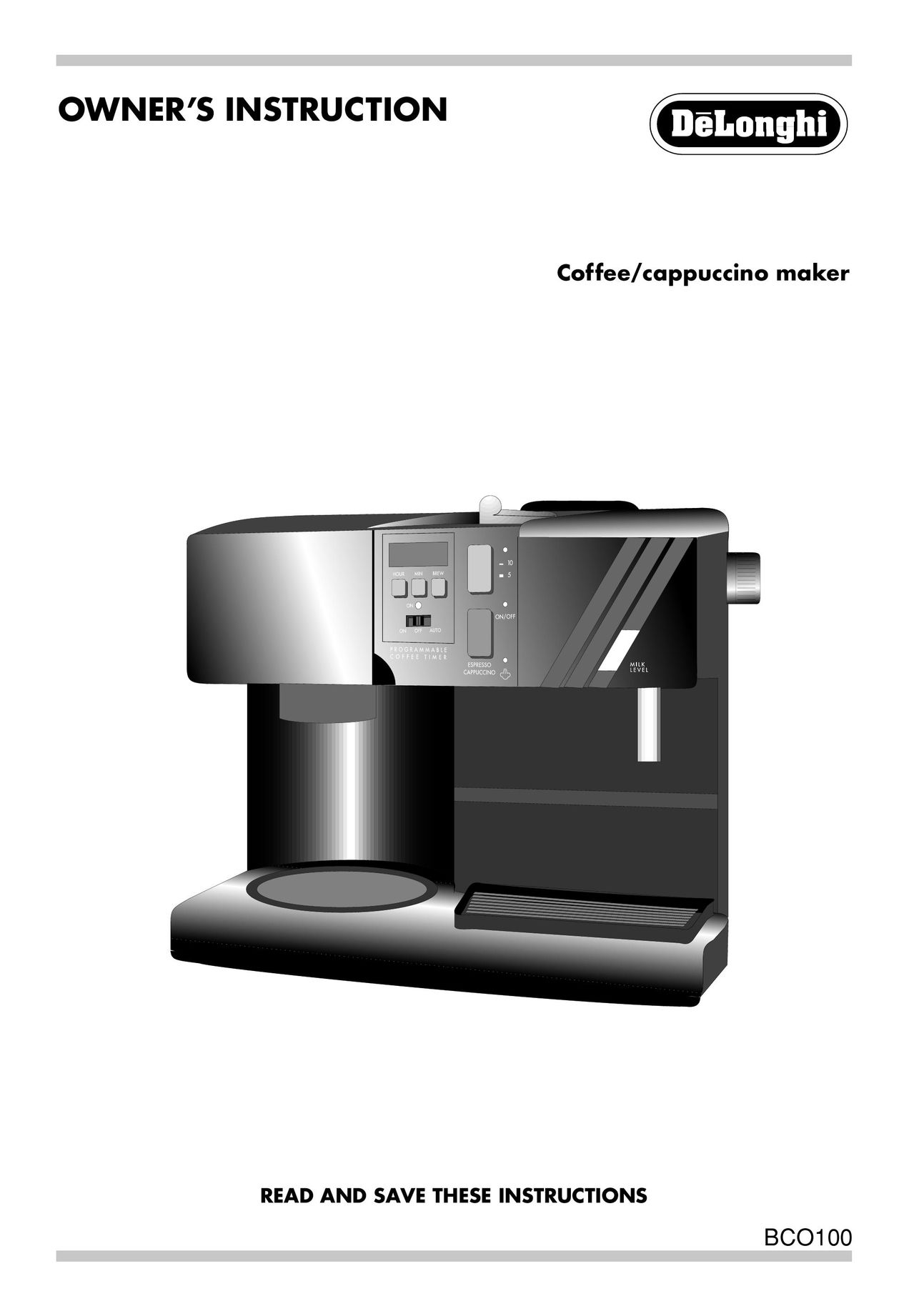 DeLonghi BCO100 Coffeemaker User Manual
