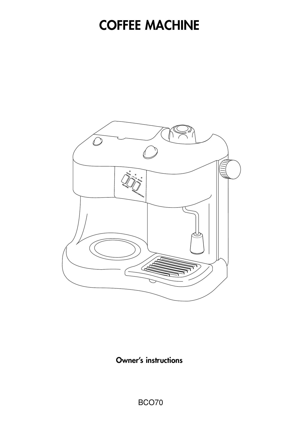 DeLonghi BCO70 Coffeemaker User Manual