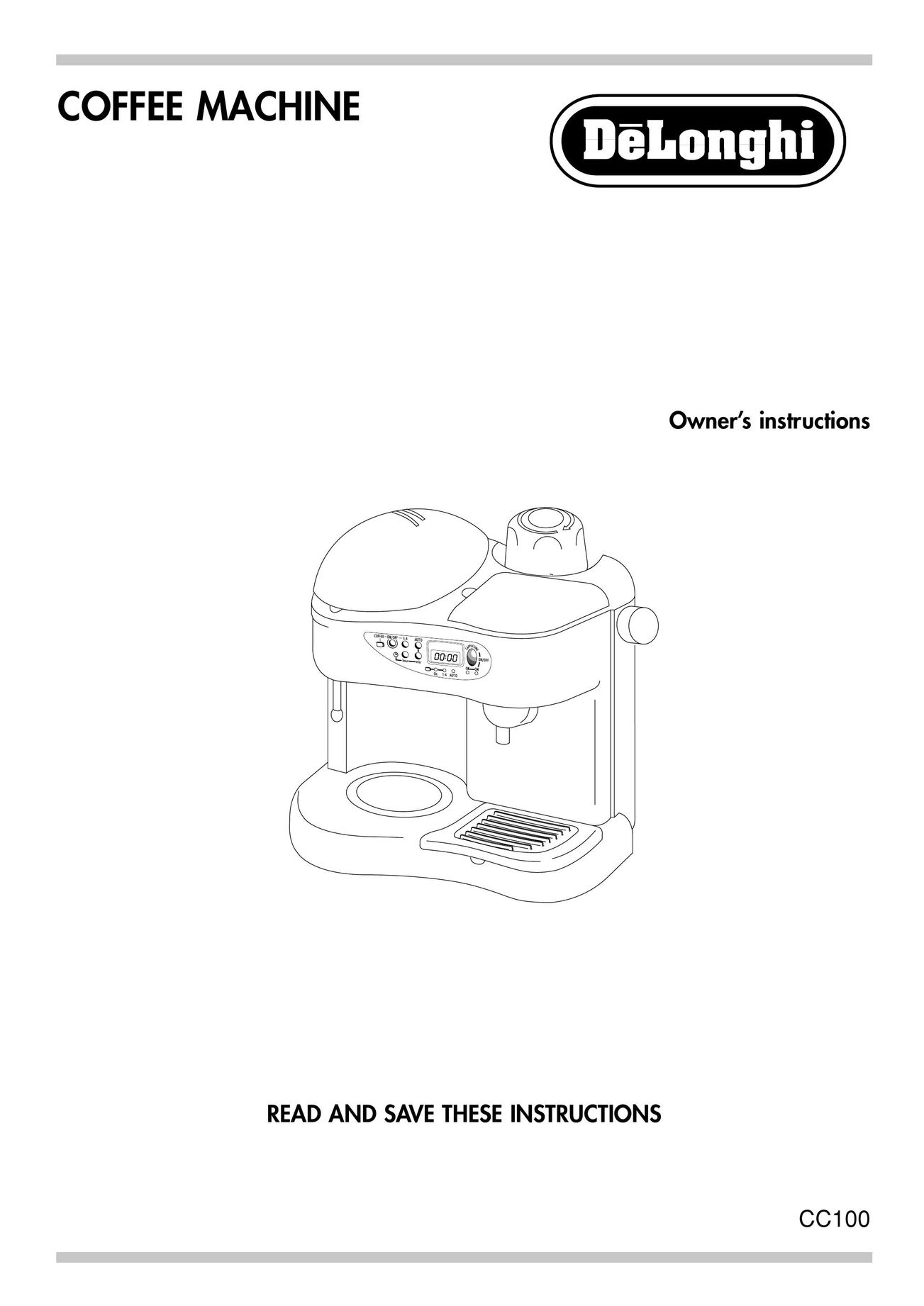 DeLonghi CC100B Coffeemaker User Manual