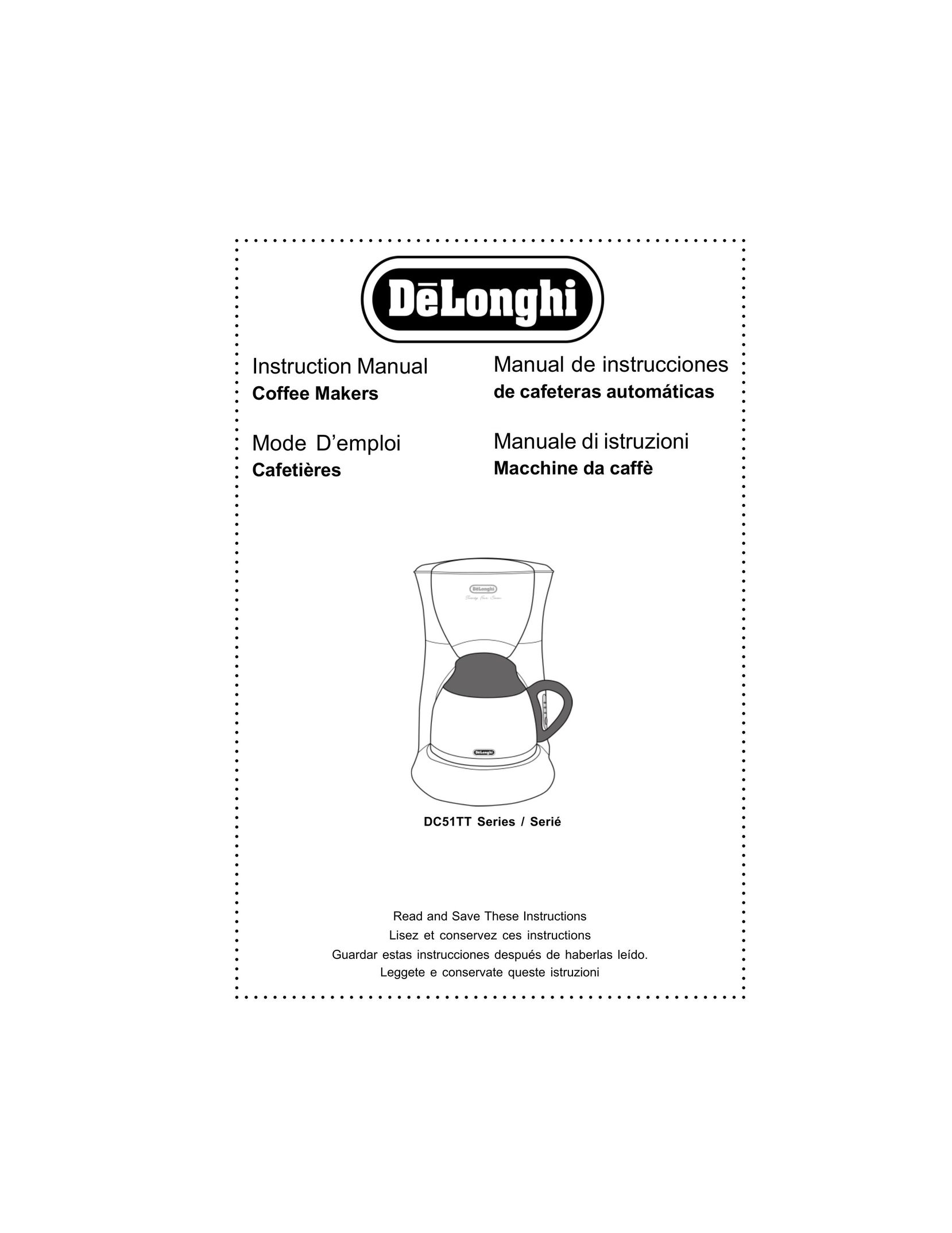 DeLonghi Coffee Makers Coffeemaker User Manual