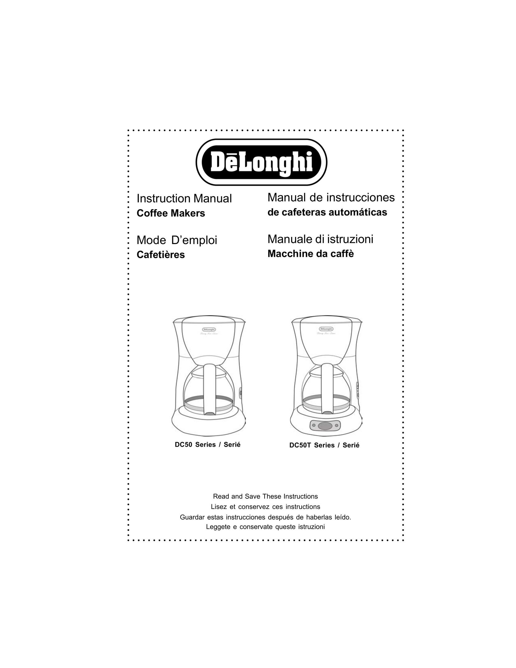 DeLonghi DC50 Coffeemaker User Manual