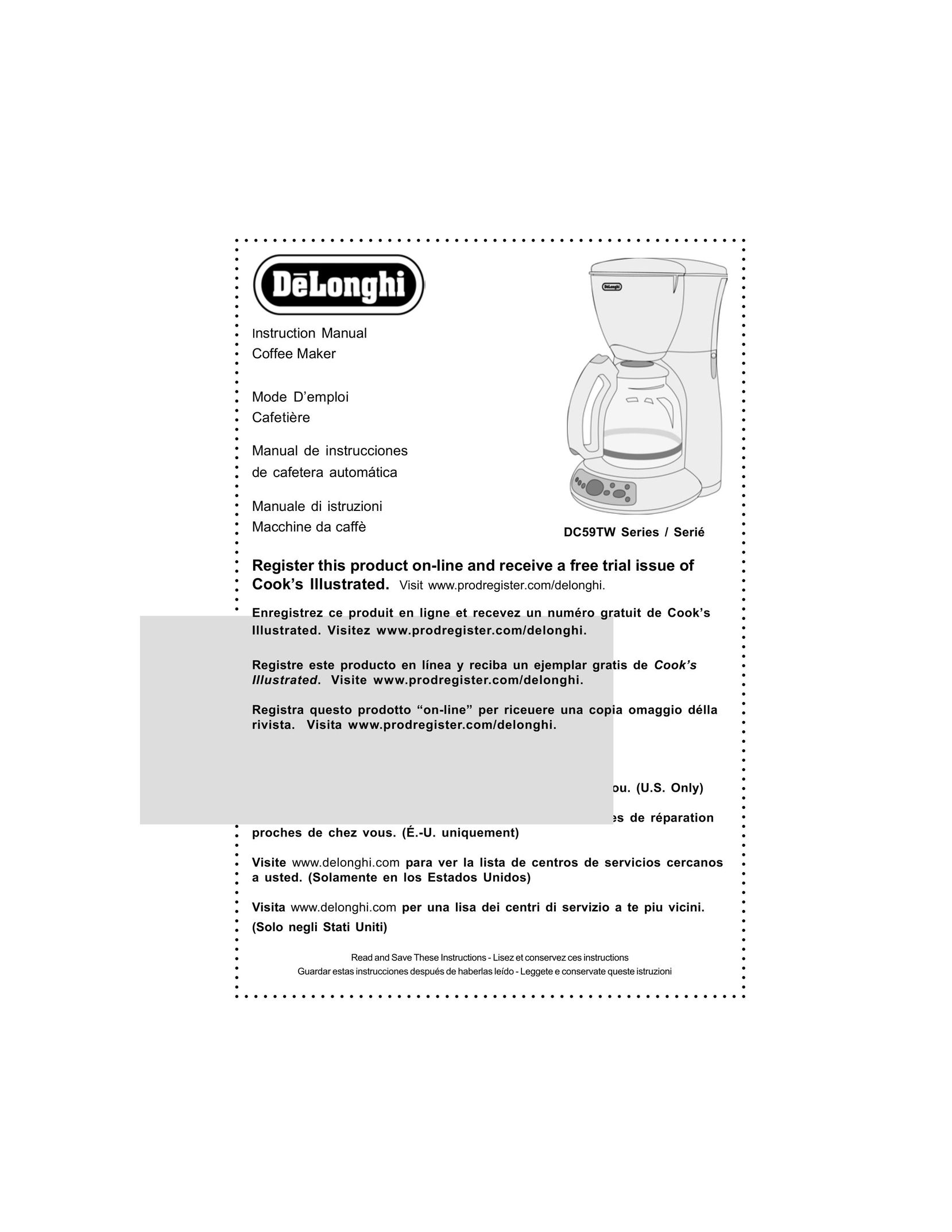DeLonghi DC59TW Coffeemaker User Manual