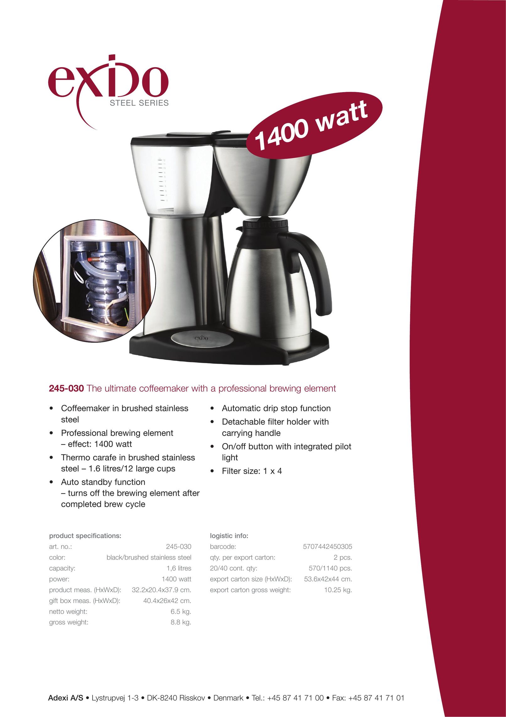 Exido 245-030 Coffeemaker User Manual
