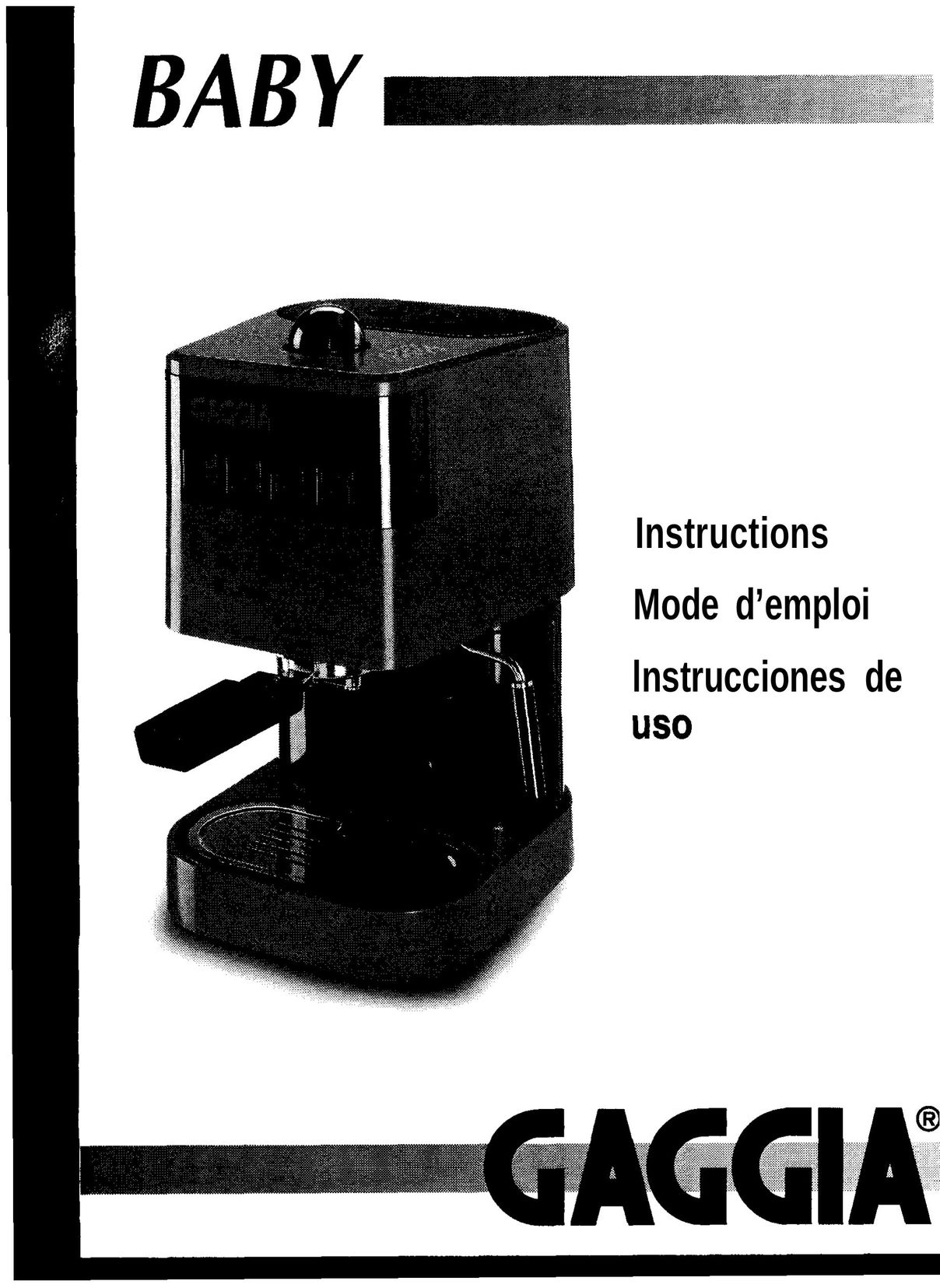 Gaggia Expresso/Cappuccino Makers Coffeemaker User Manual