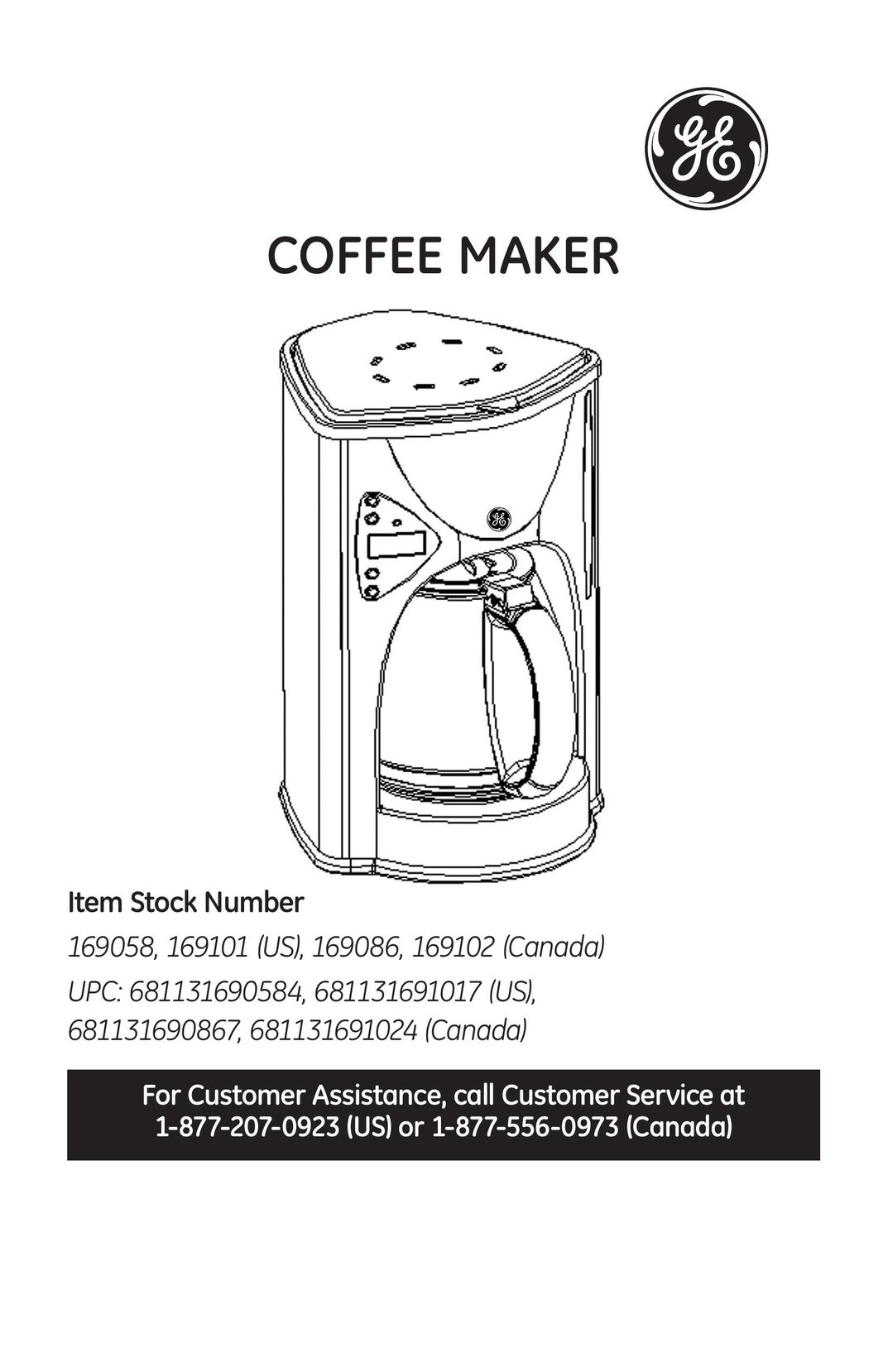 GE 169101 Coffeemaker User Manual