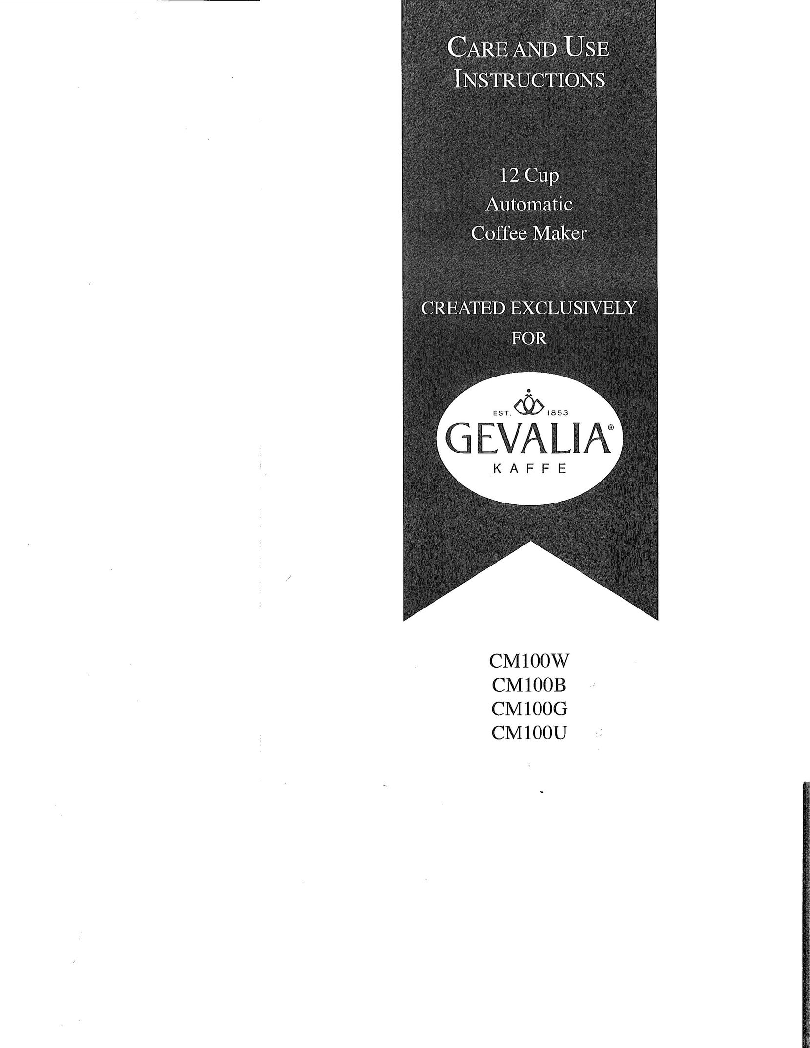 Gevalia CM100G Coffeemaker User Manual