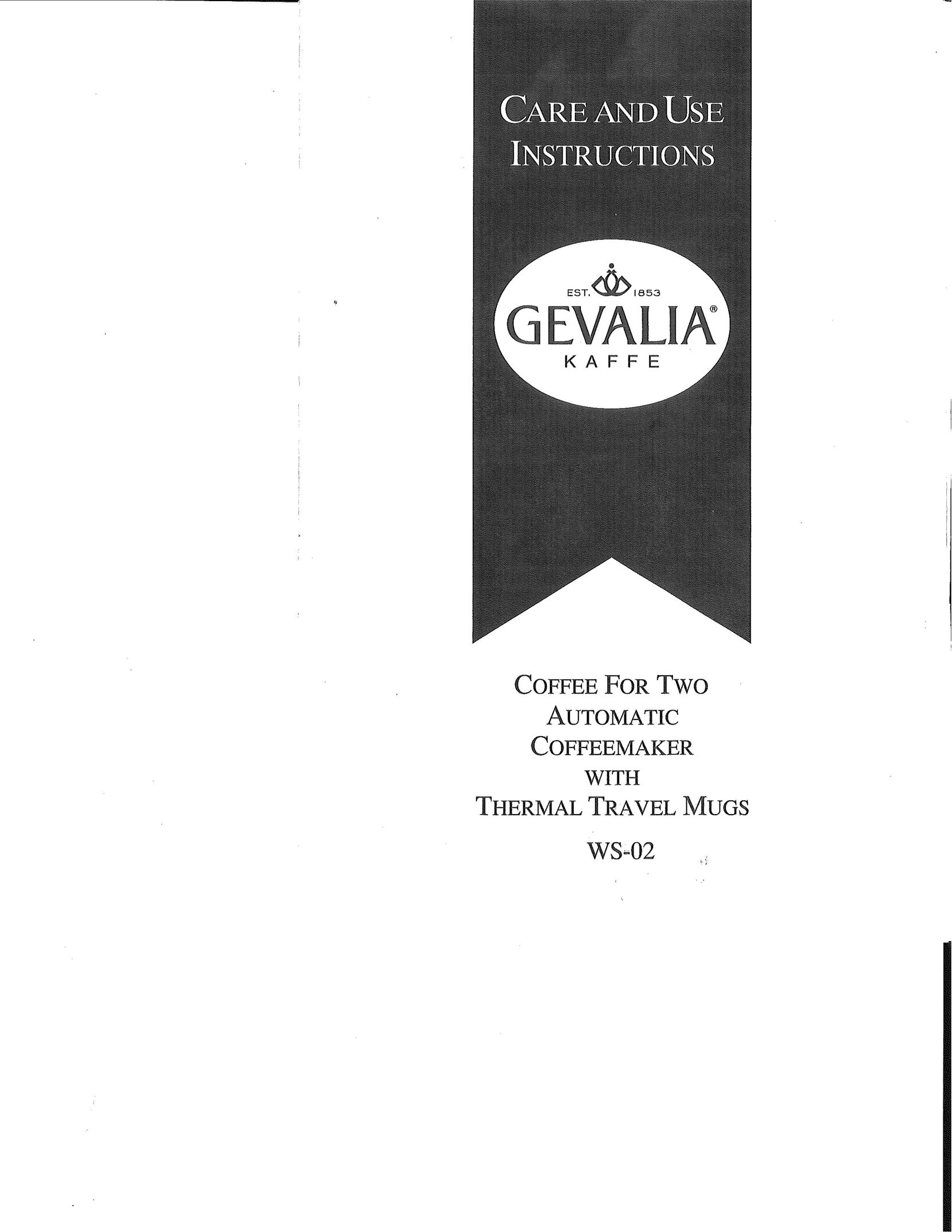 Gevalia WS-02 Coffeemaker User Manual