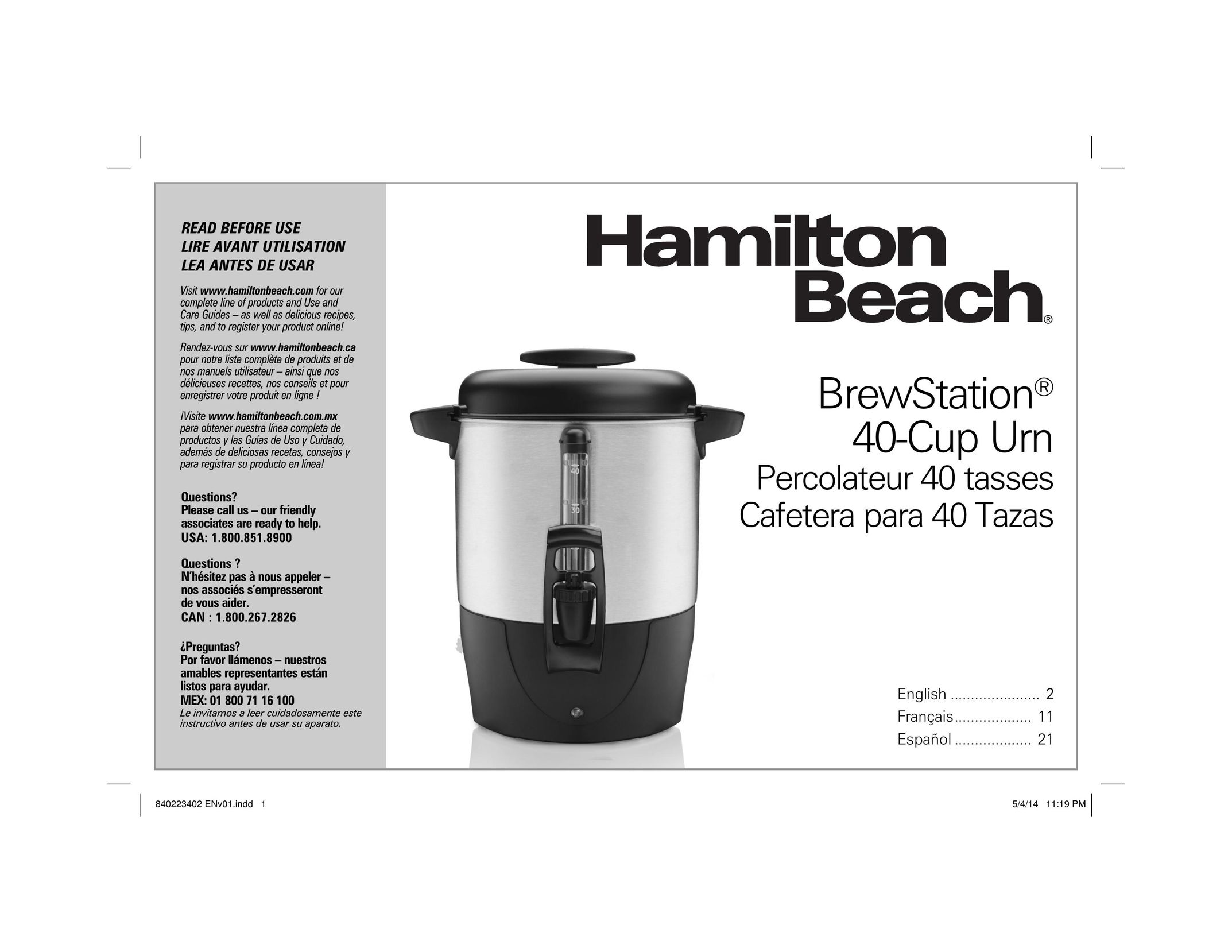 Hamilton Beach 40514 Coffeemaker User Manual