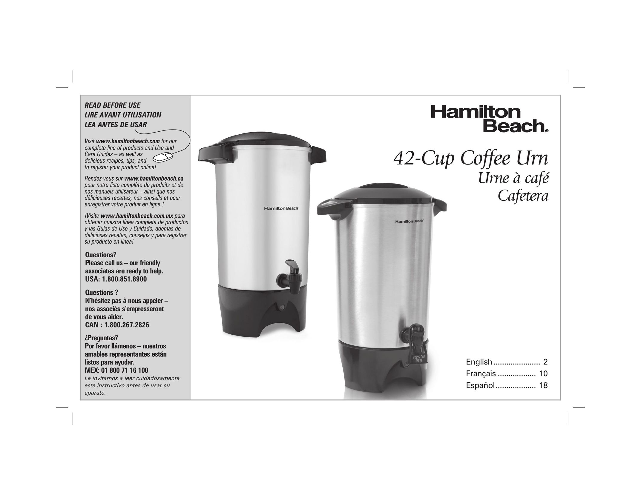 Hamilton Beach 40516 Coffeemaker User Manual