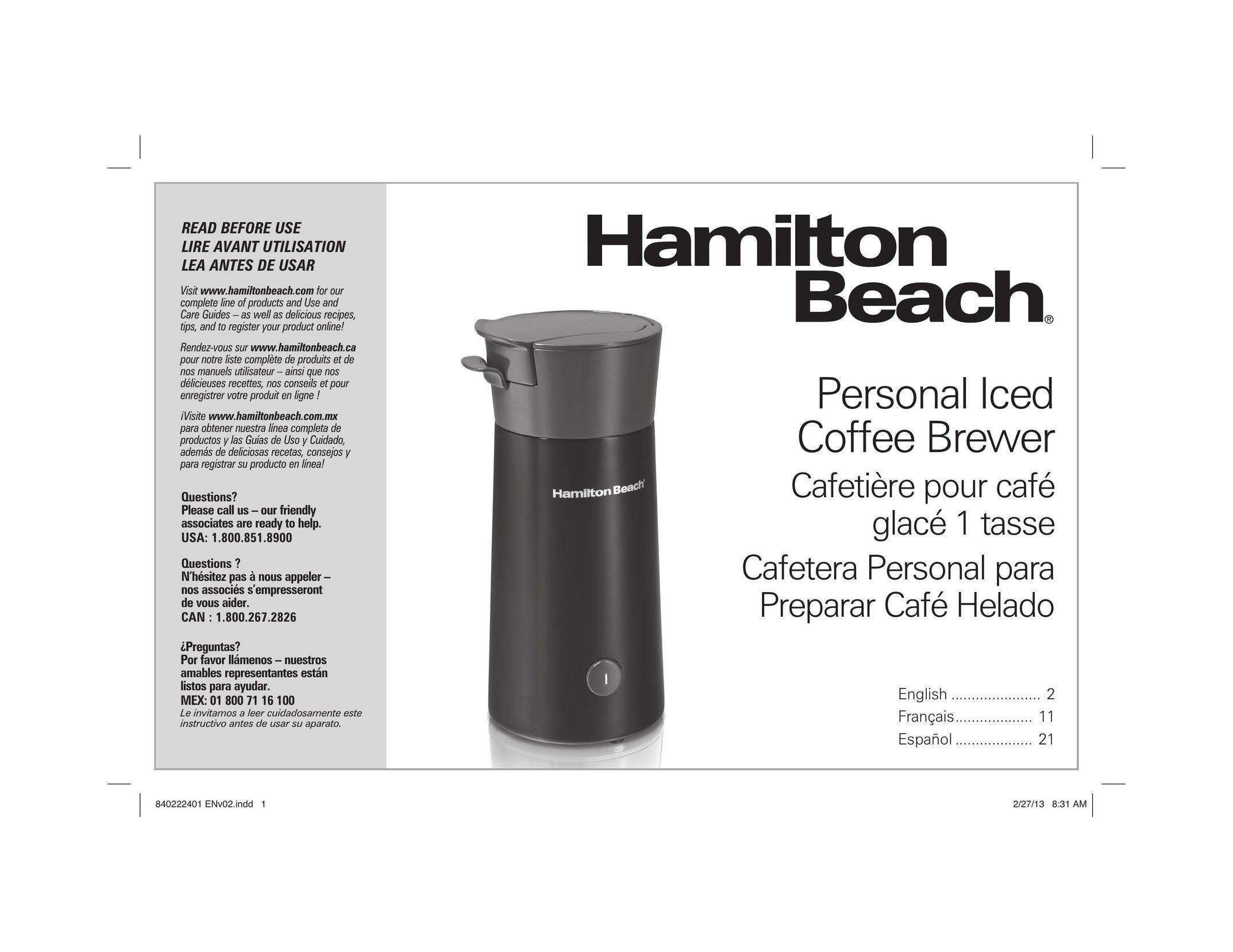 Hamilton Beach 40915 Coffeemaker User Manual