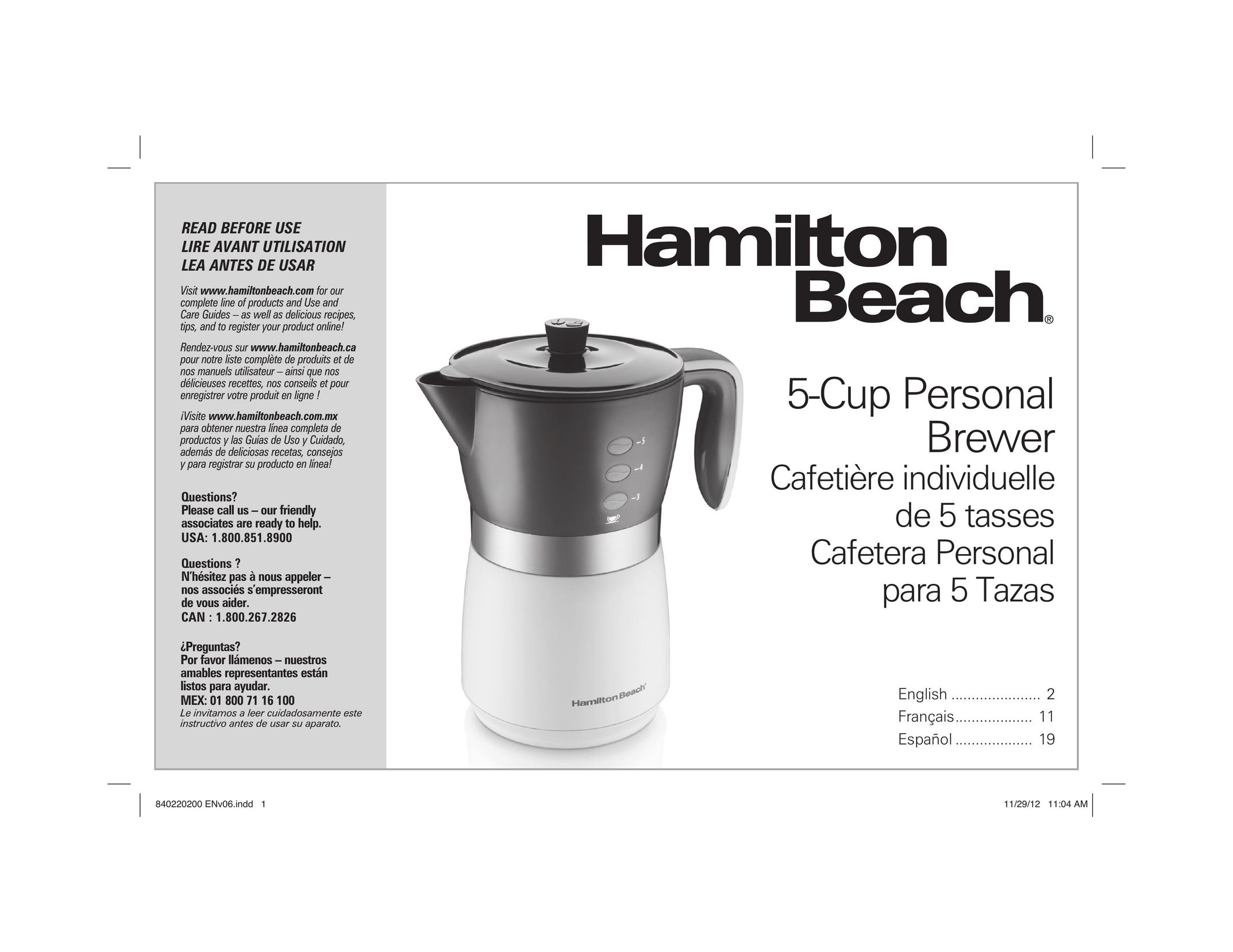 Hamilton Beach 43700 Coffeemaker User Manual