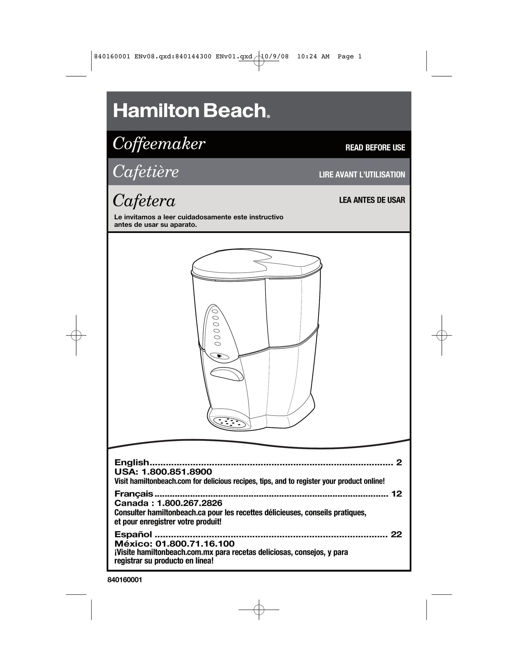Hamilton Beach 47214 Coffeemaker User Manual