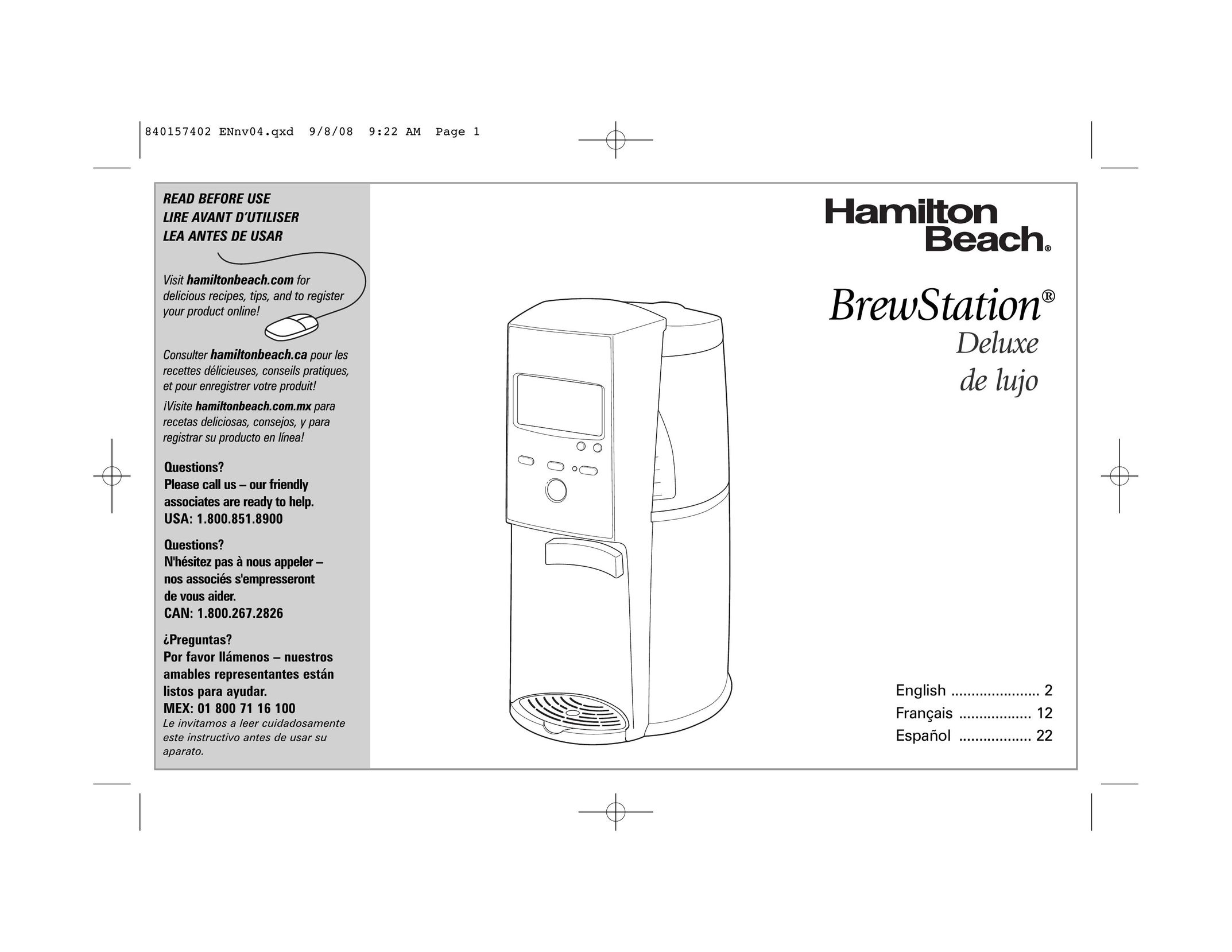 Hamilton Beach 47334 Coffeemaker User Manual