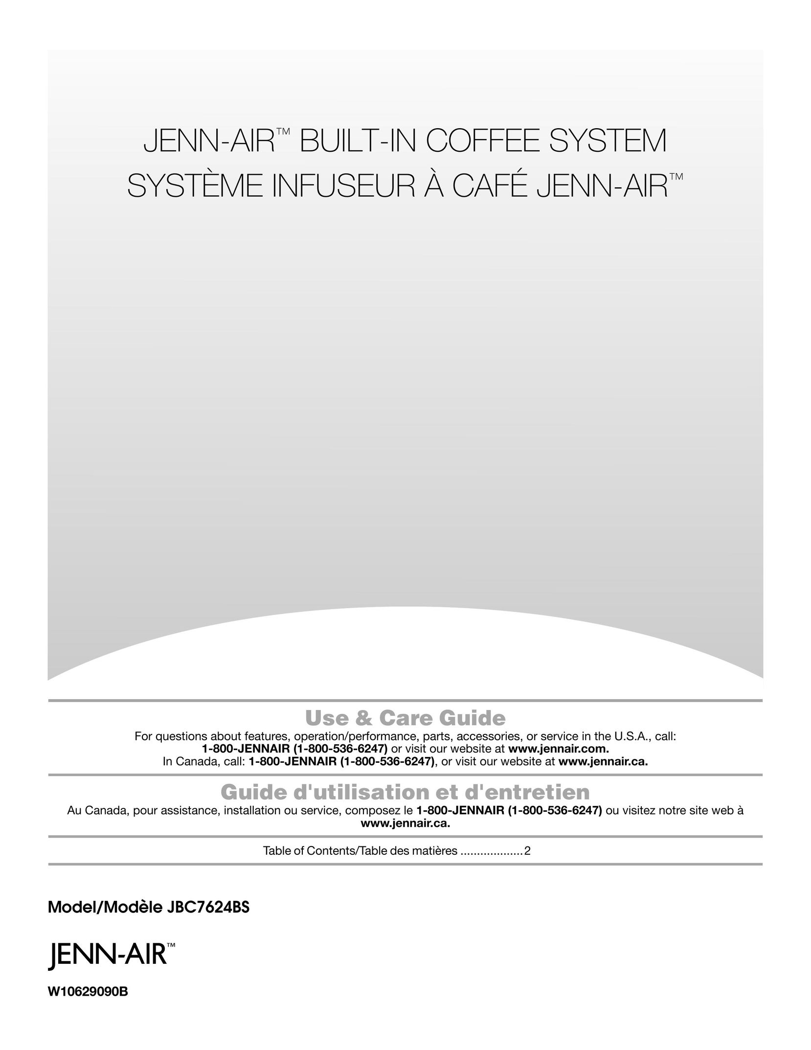Jenn-Air JBC7624BS Coffeemaker User Manual