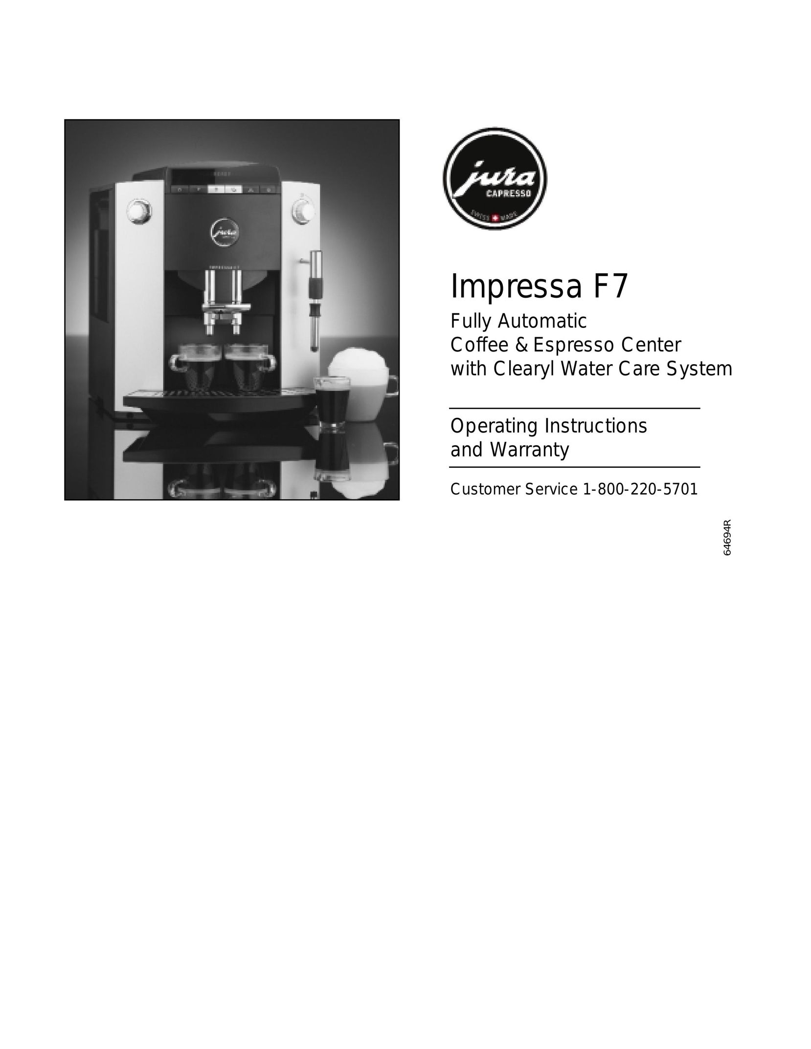 Jura Capresso Impressa F7 Coffeemaker User Manual