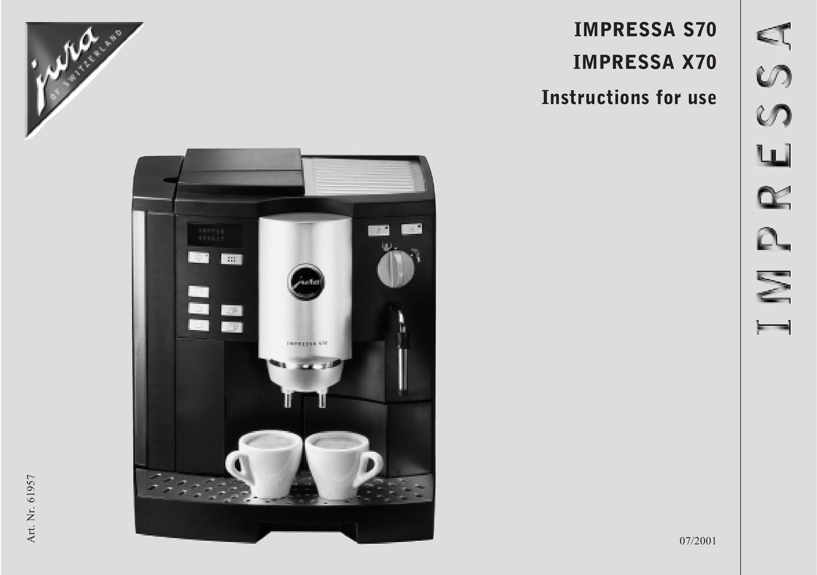 Jura Capresso IMPRESSA S70 Coffeemaker User Manual